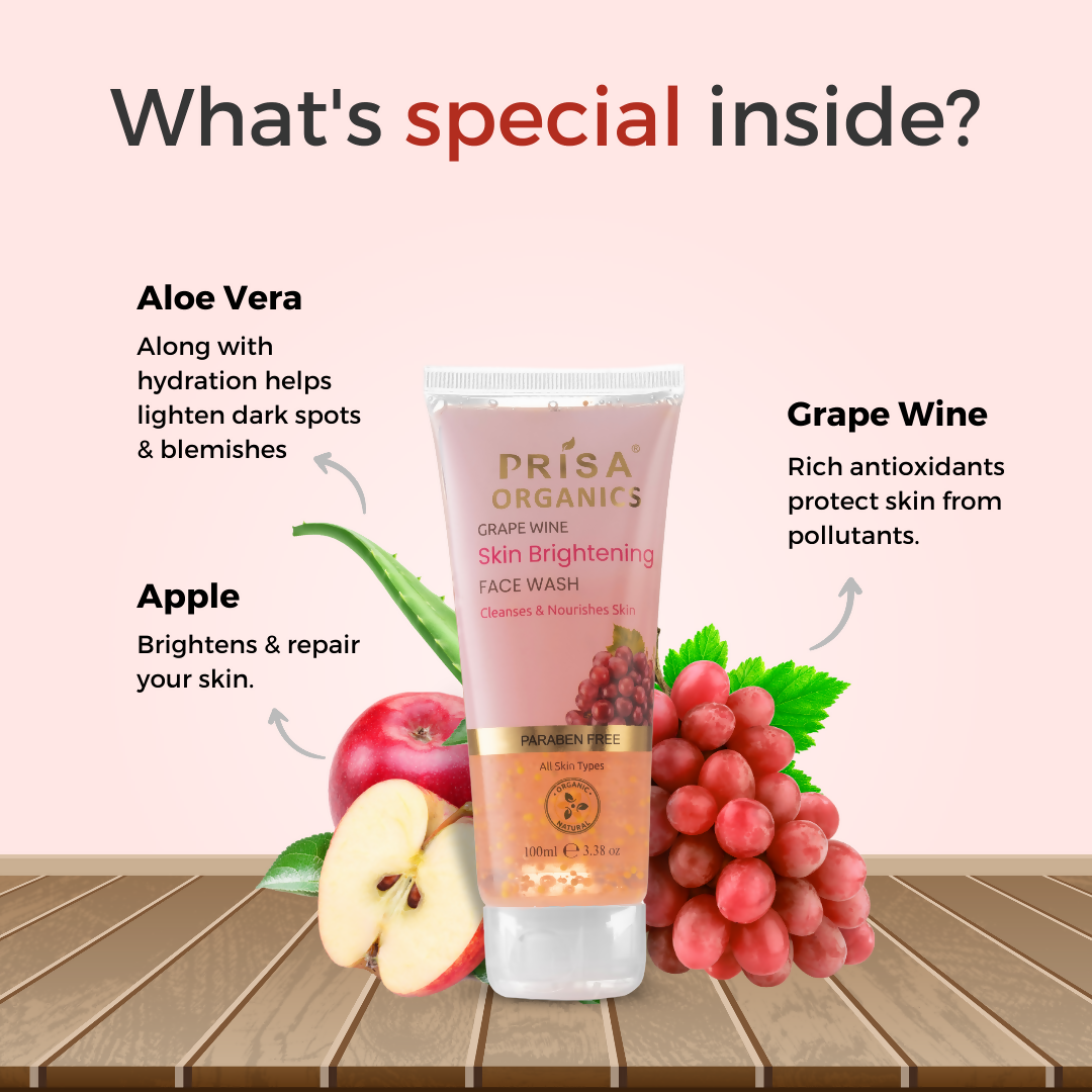 Prisa Organics Grape Wine Skin Brightening Face Wash - Grab2buy