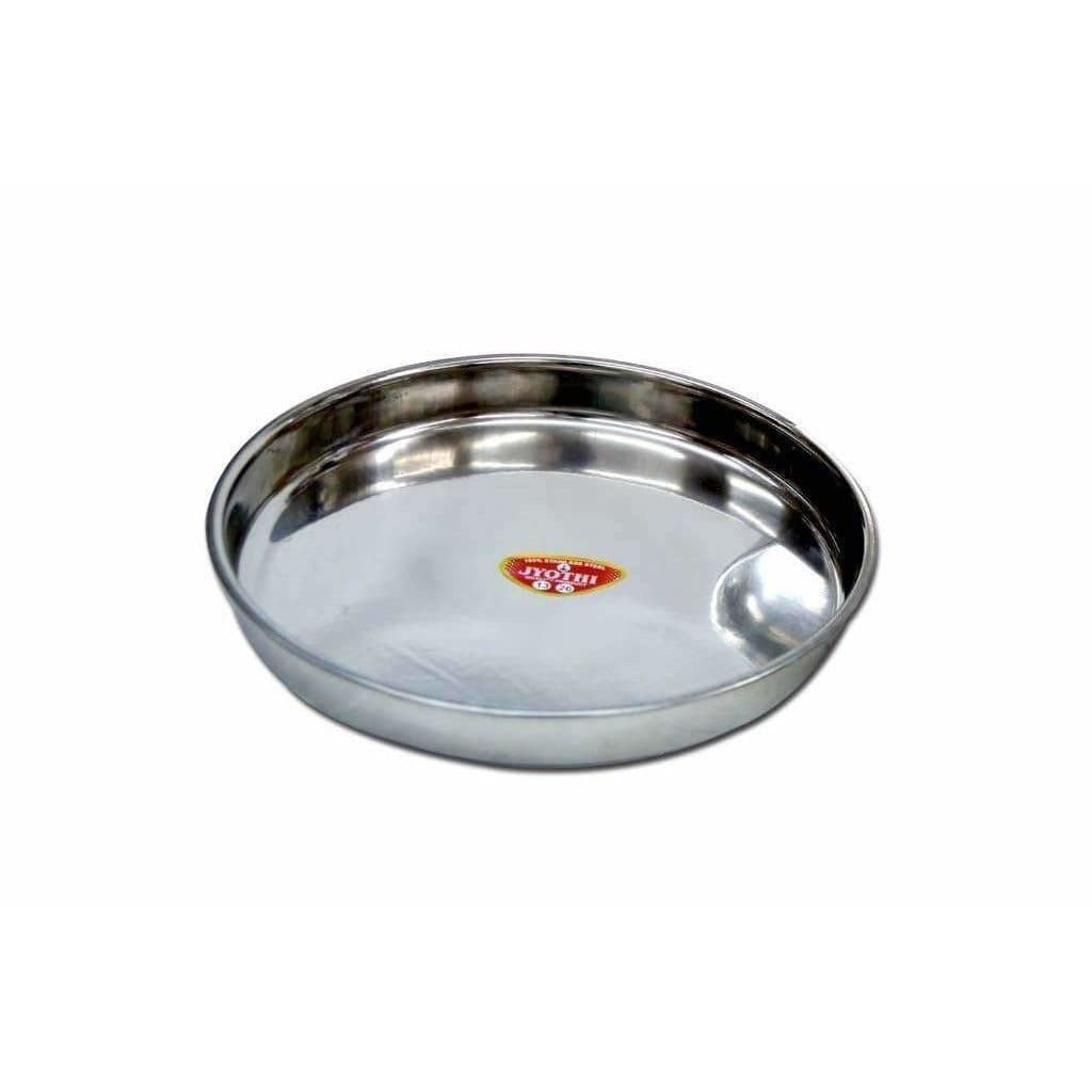 Soham Stainless Steel Round Thali Lunch Plate/Dinner Plate, Tiffin Plate,Food Plate-Plain Design-3 PC | Grab2Buy
