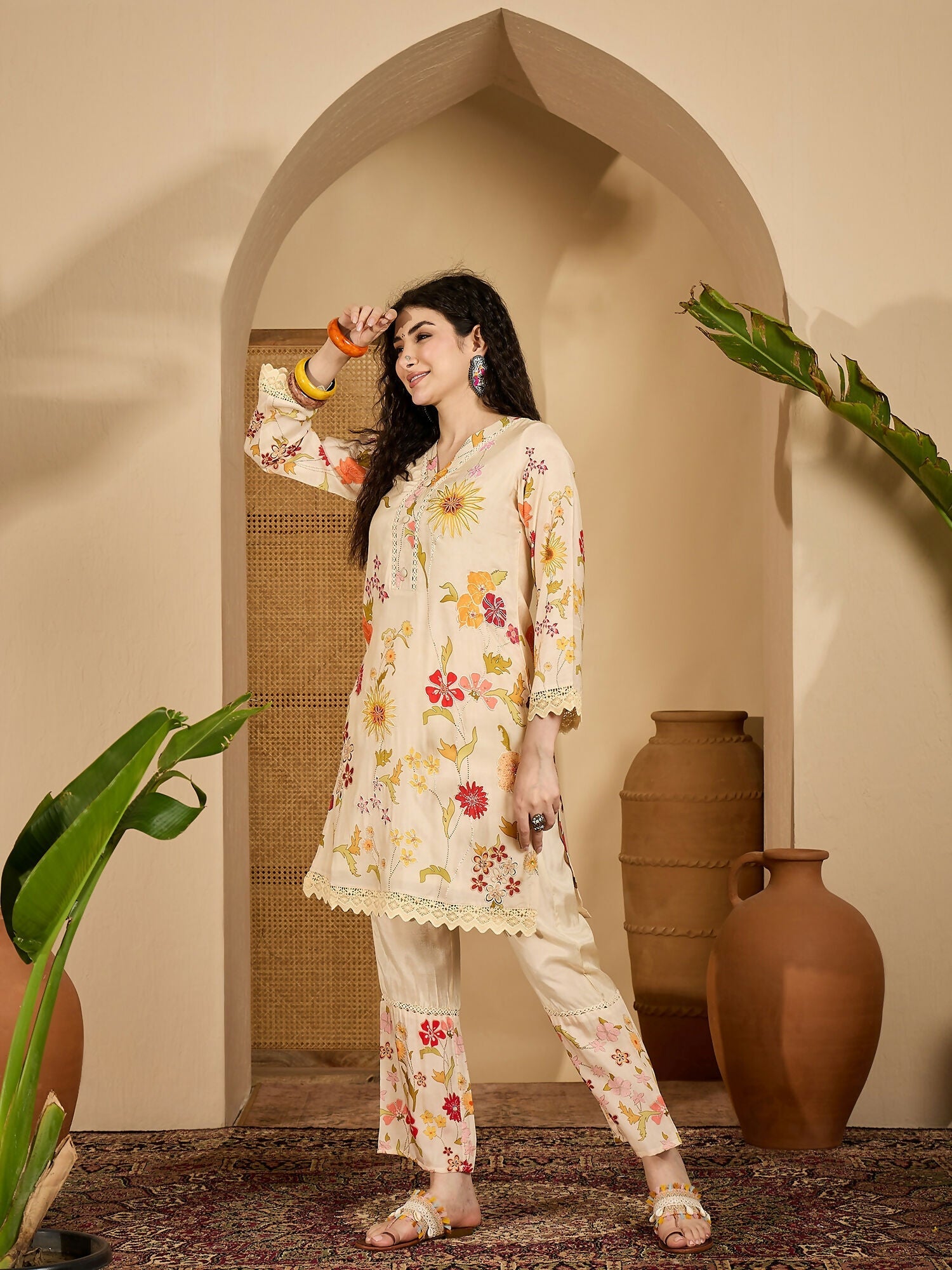Joban Fashion Printed Cream Pure Cotton Cord Set
