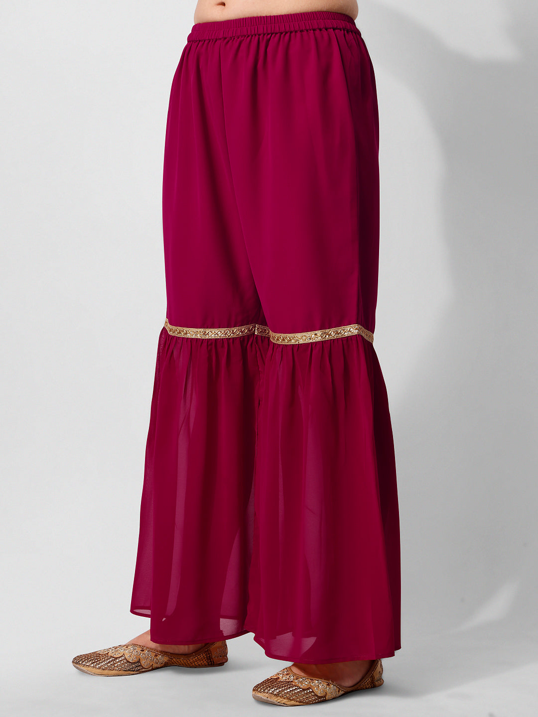 Hand Embroidered Kurta With Sharara And Dupatta Set, Multicolor - Hiral Fashion