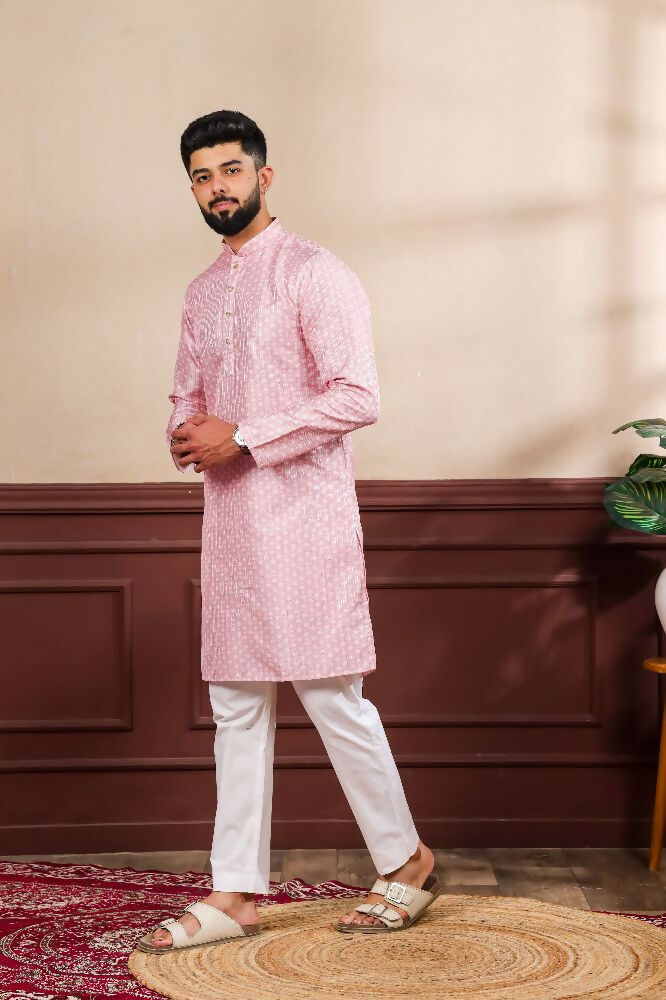 Pink Art Silk Digital Printed, Embroidery Work Kurta Set - Mahotsav