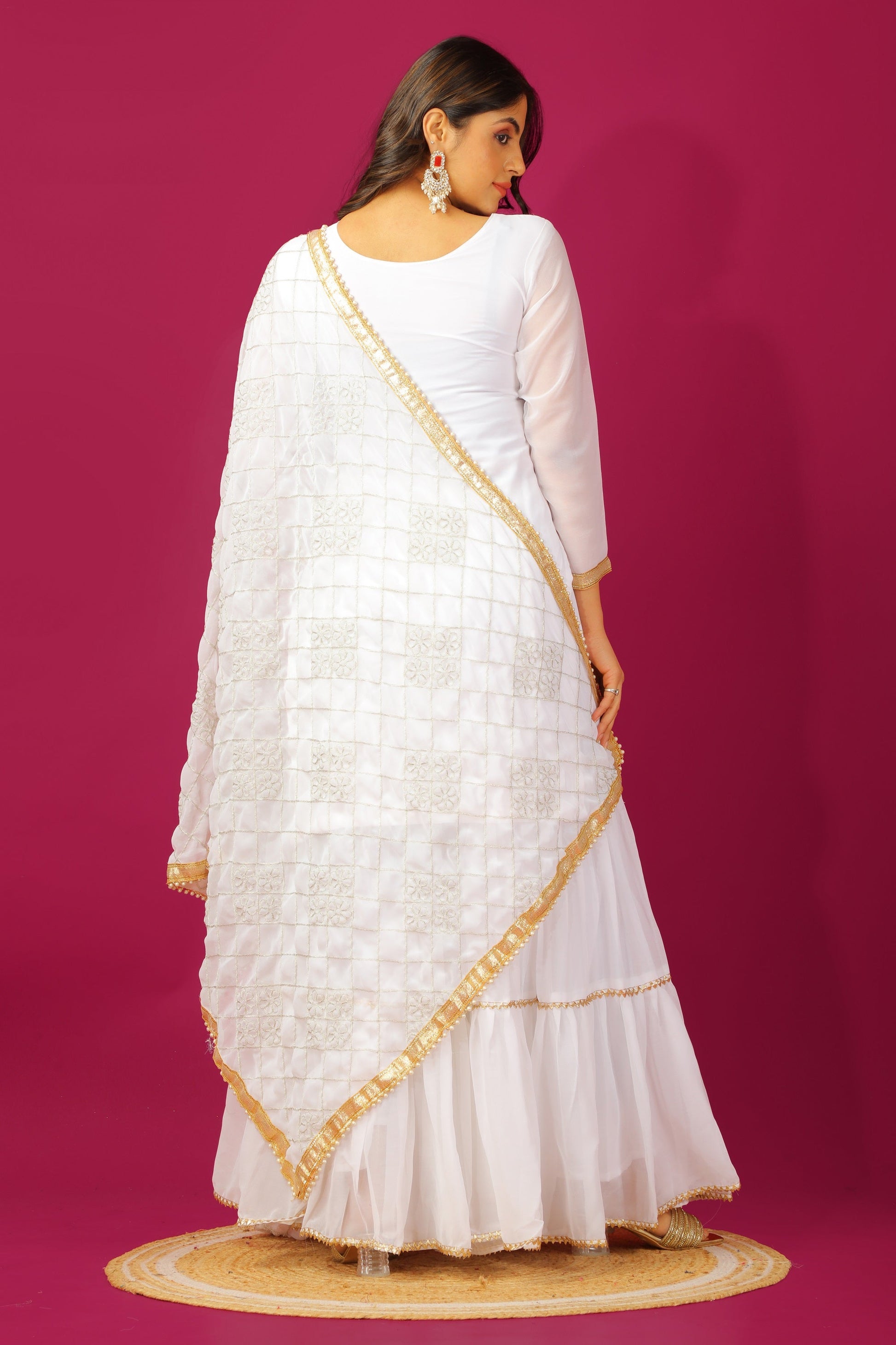 Teeya Creation White Color Faux Georgette Heavy Embroidery Work Fully Stitched Sharara Suit