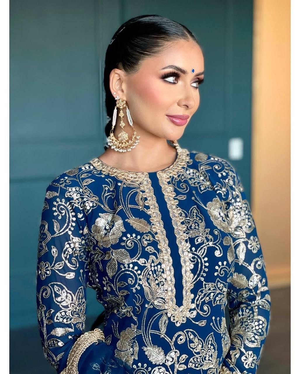 Teeya Creation Blue Color Faux Georgette Heavy Work Fully Stitched Sharara Set
