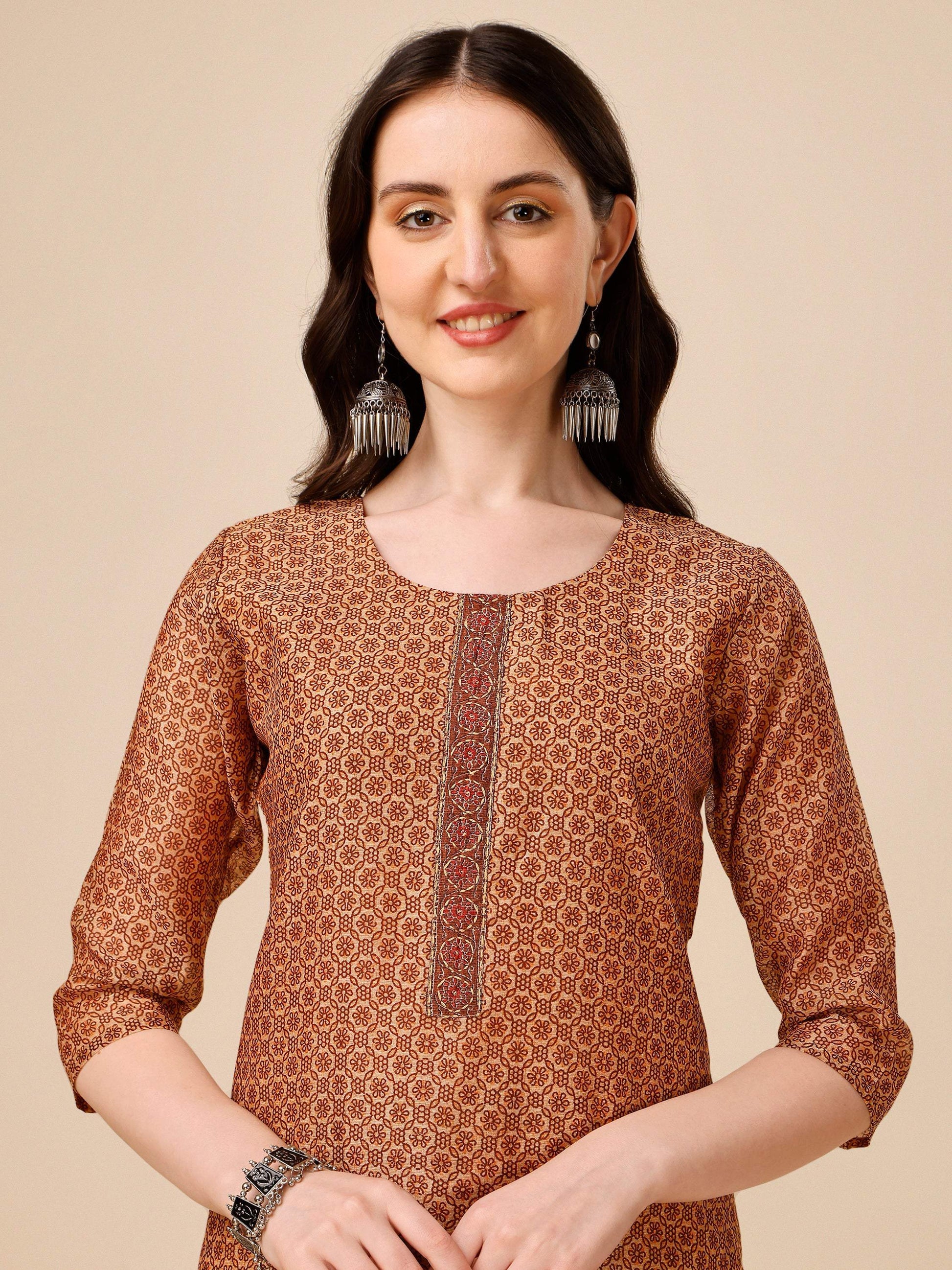 Floral Printed Kurta With Pant And Dupatta Set, Multicolor - Hiral Fashion