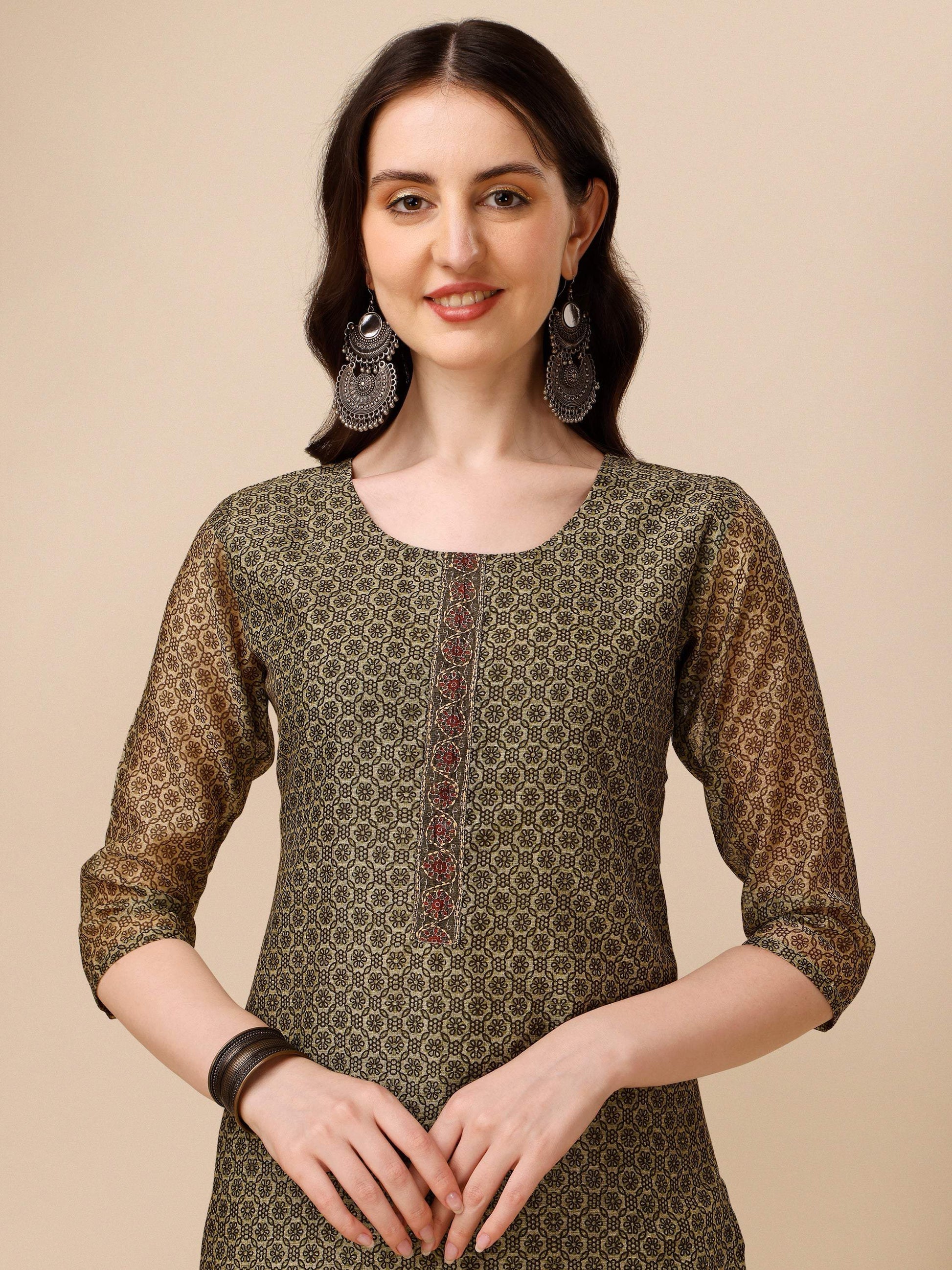 Printed Kurta With Pant And Dupatta Set, Multicolor - Hiral Fashion