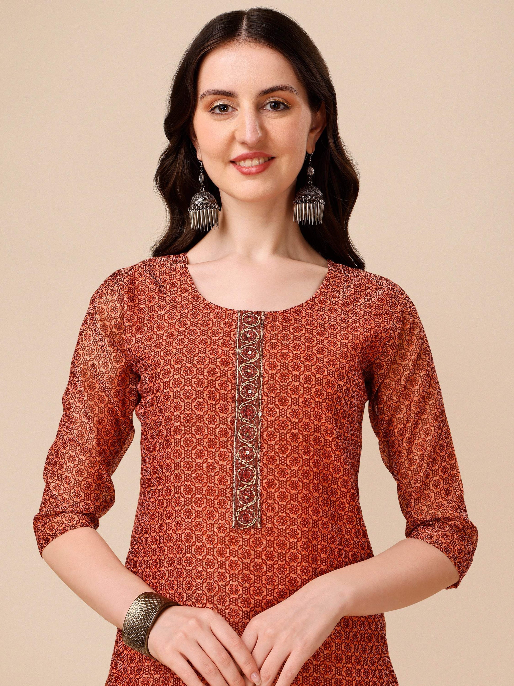 Printed Kurta With Pant And Dupatta Set, Multicolor - Hiral Fashion