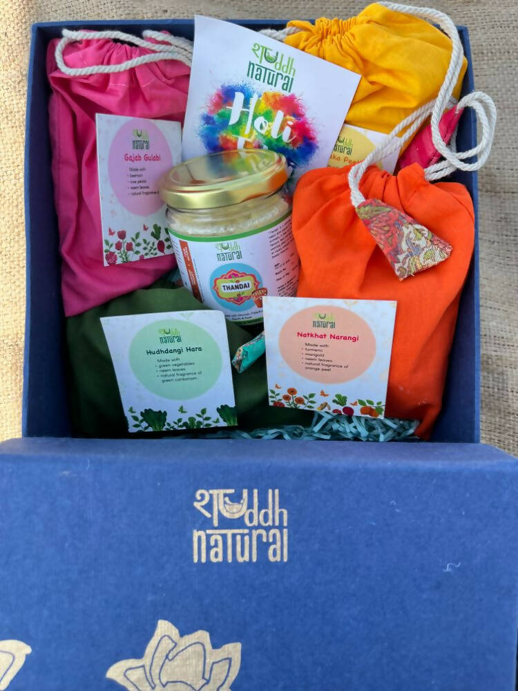 Shuddh Natural Ubtan Based Herbal Gulal | Ayurvedic Thandai Powder | Holi Gift Hamper 