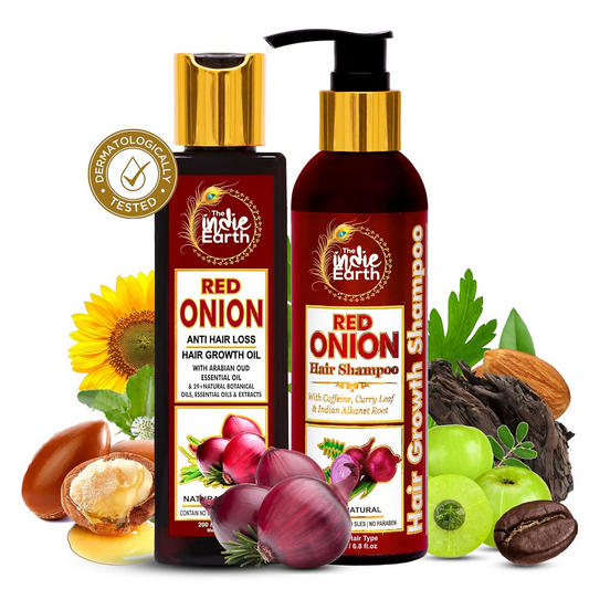 The Indie Earth Red Onion Anti Hair Loss & Hair Growth Combo - Grab2buy