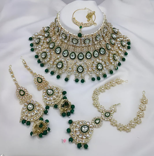 Jewel City Traditional Kundan Bridal Jewelry for Women Handcrafted Necklace with Earrings, Maang Tikka, Indian Wedding Jewellery Set | Swadesiicart