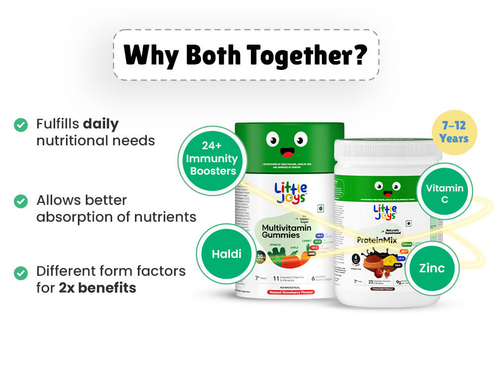 Little Joys Multivitamin Gummies & Nutrimix Immunity Boosting Kit 7+ Years - Strawberry