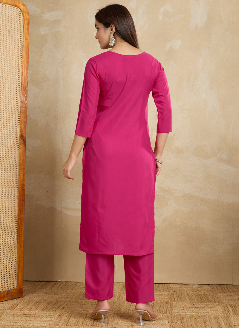 Prazu Fashion Pink Printed Cotton Blend Kurta Pant Set