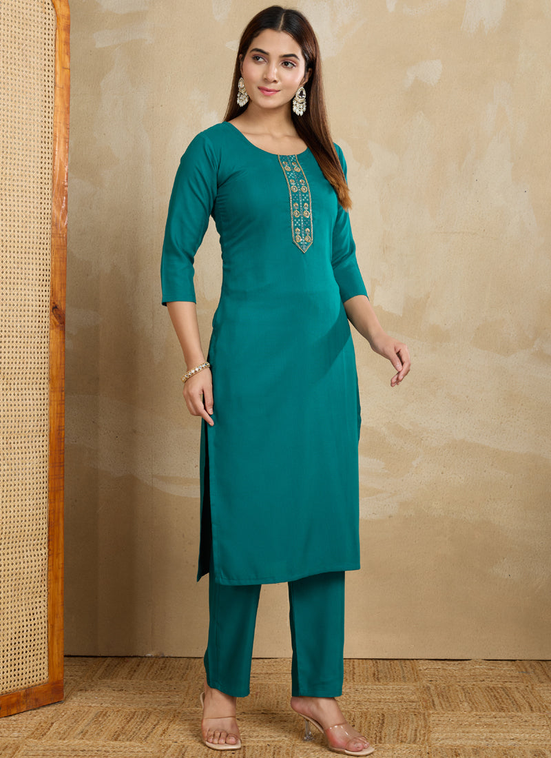 Prazu Fashion Rama Printed Cotton Blend Kurta Pant Set