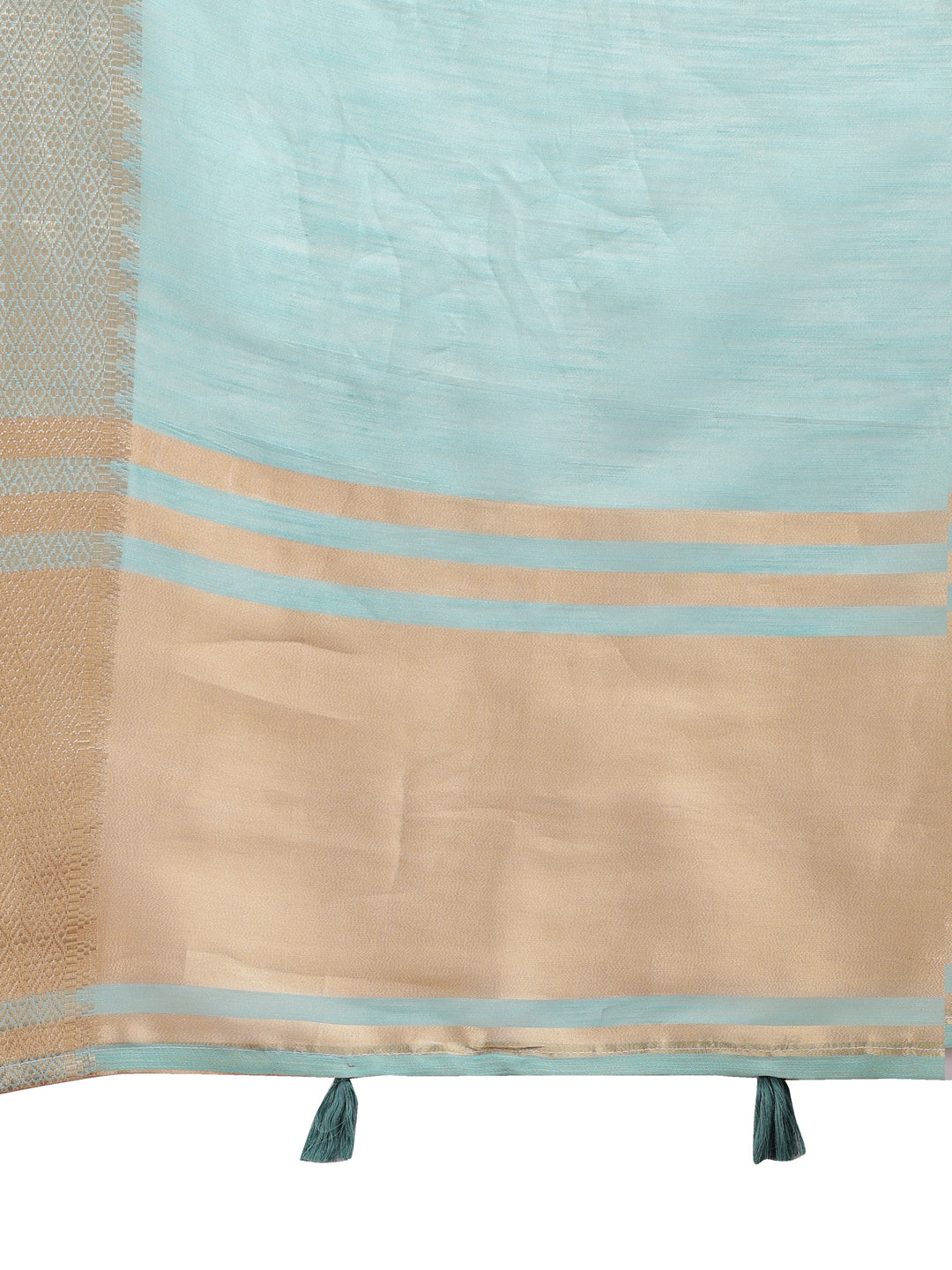 Shree Shyam Fashion Sea Green Cotton Woven Zari Work Traditional Tassel Saree
