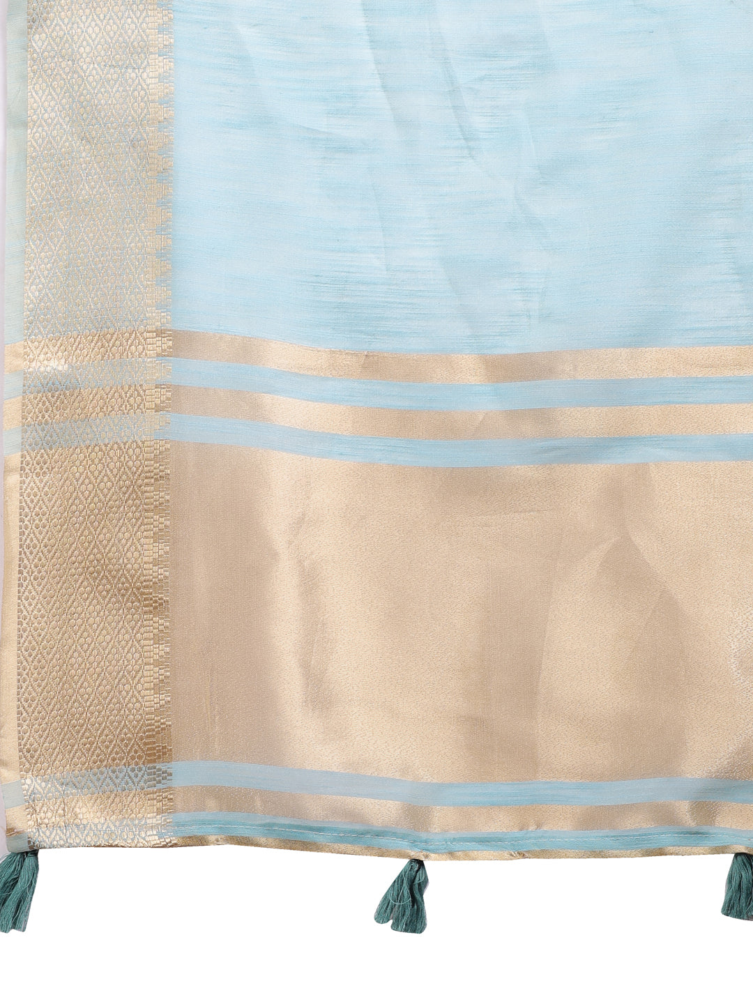 Shree Shyam Fashion Sky Blue Gold Cotton Ready-to-Wear Saree - Simplicity Meets Effortless Grace