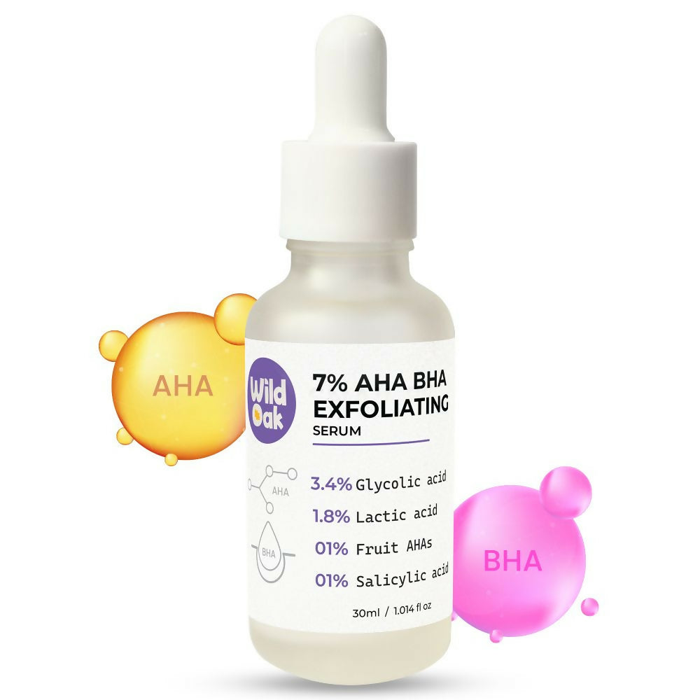 Wild Oak 7% AHA BHA Exfoliating Face Serum Pore Cleansing & Anti-Aging, Anti Acne Serum  Grab2Buy Wild Oak Grab2Buy