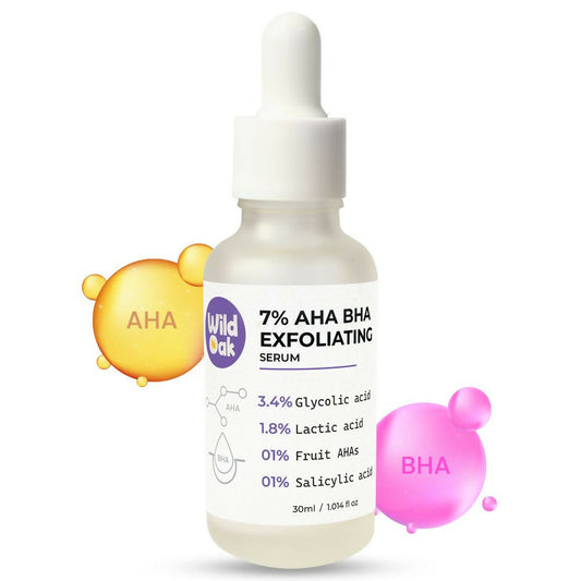 Wild Oak 7% AHA BHA Exfoliating Face Serum Pore Cleansing & Anti-Aging, Anti Acne Serum  Grab2Buy Wild Oak Grab2Buy