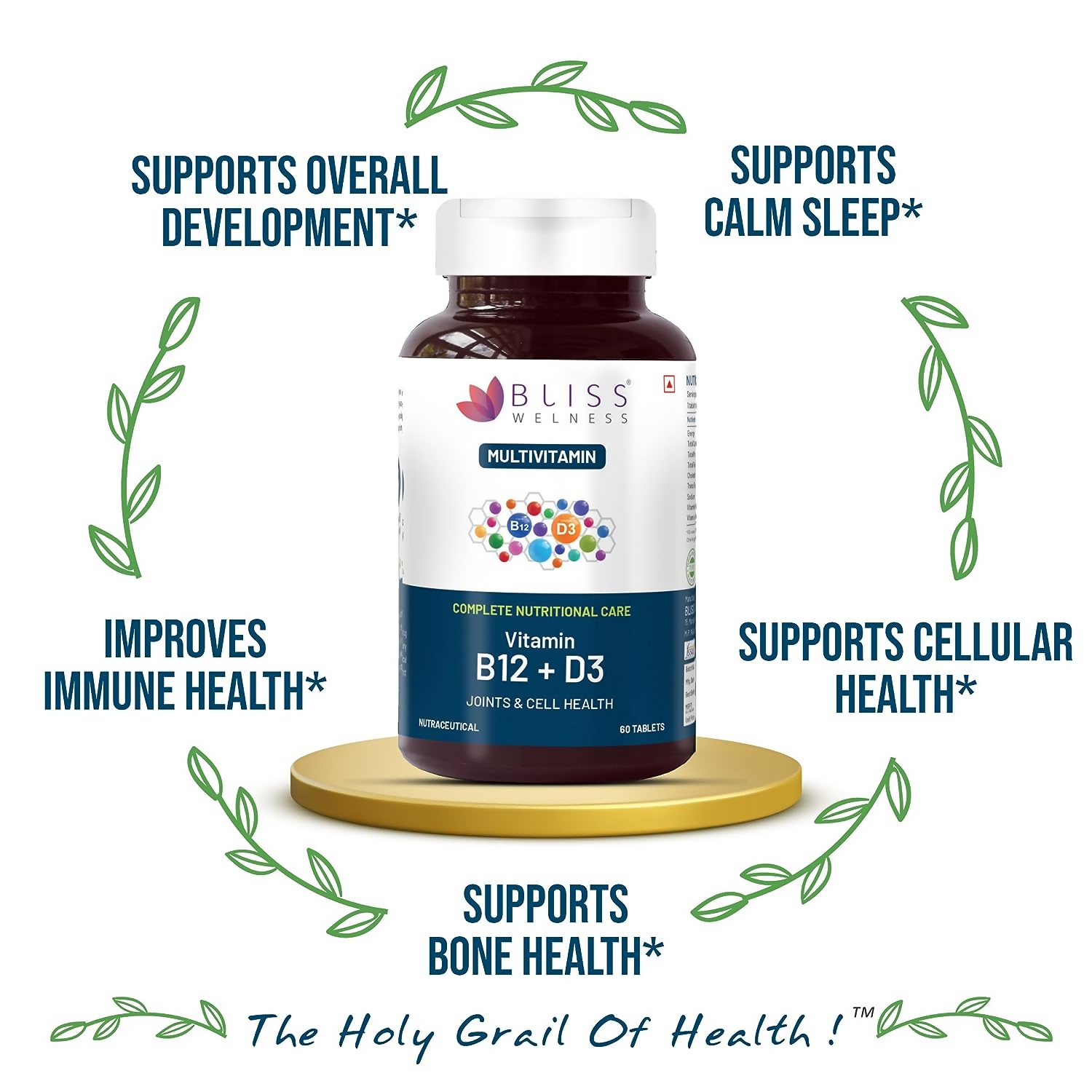Bliss Welness Vitamin B12+D3 Tablets 