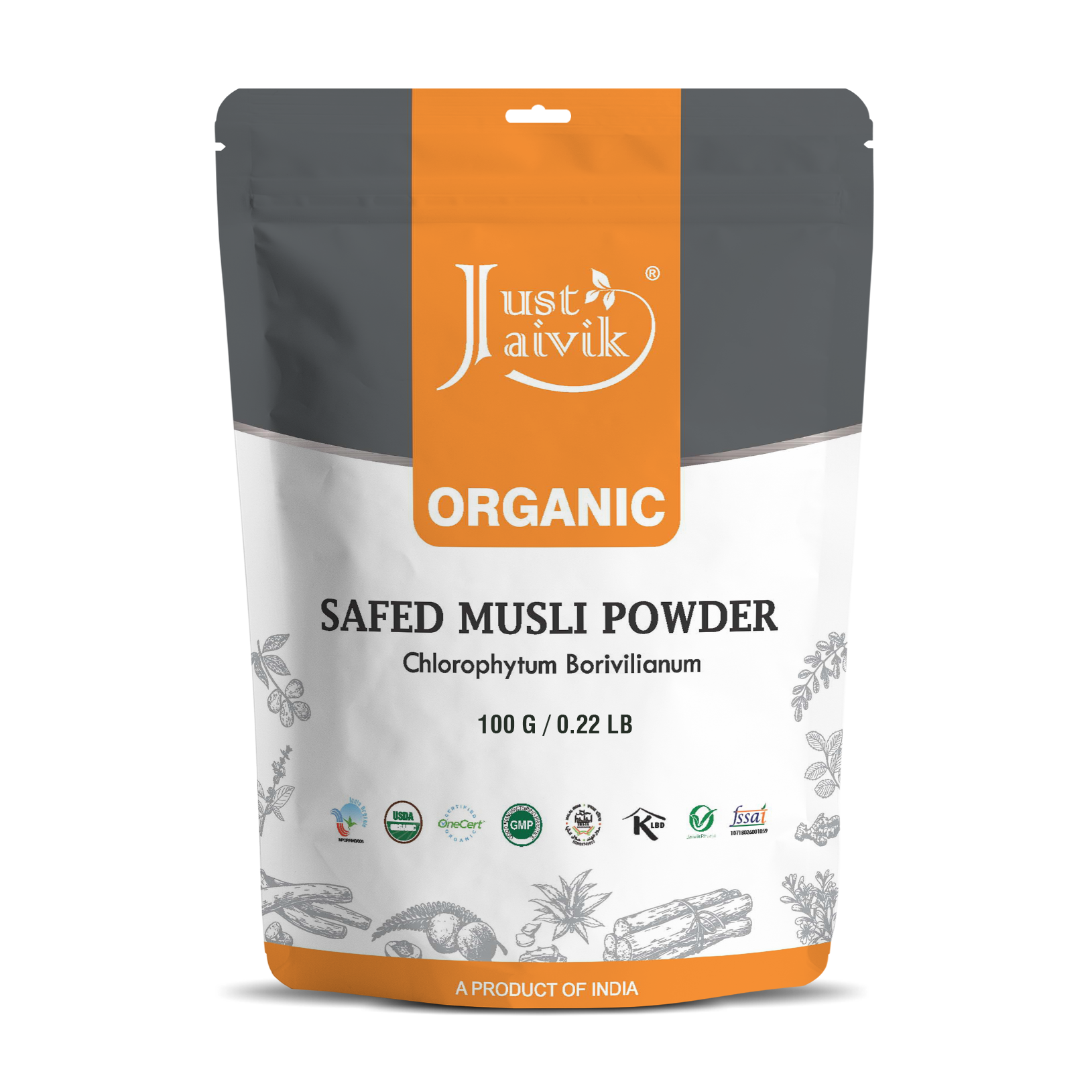 Just Jaivik | Safed Musli Powder | Chlorophytum Borivilianum | USDA | Organic 