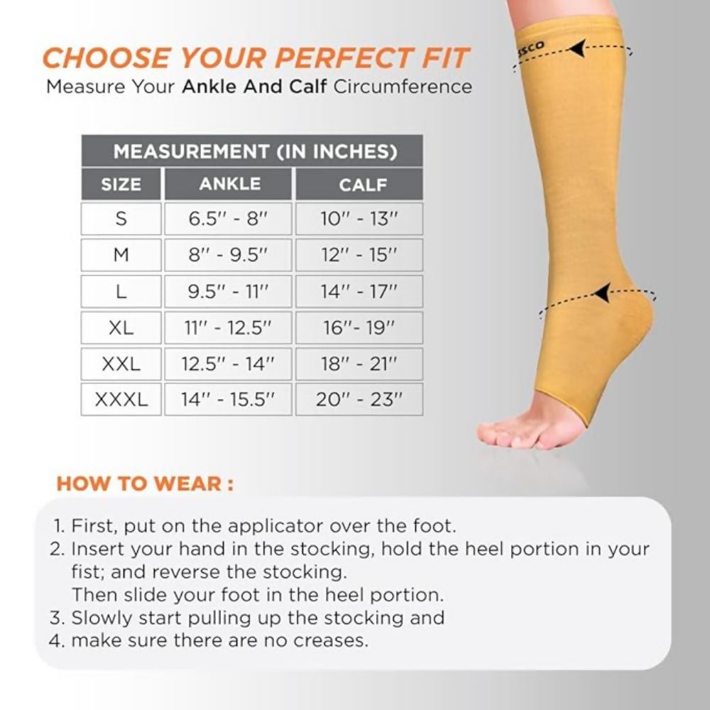 Vissco Medical Compression Stockings (Below Knee) - Beige - 1 Pair  Grab2Buy Vissco Grab2Buy