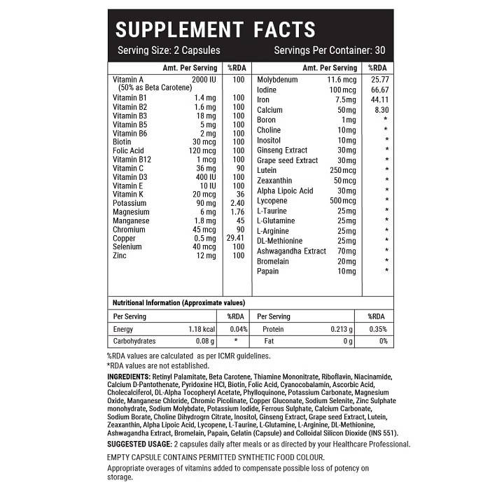 Inlife Multivitamin And Minerals Tablets For Men 