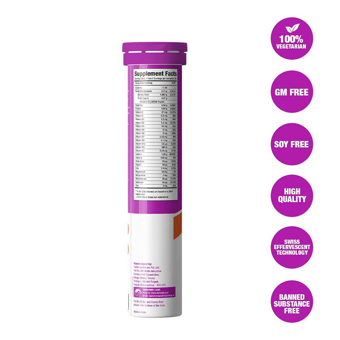 Fast&Up L-Carnitine Tartrate 1000Mg & Vitalize - Immunity Essential Multivitamin Effervescent Tablets