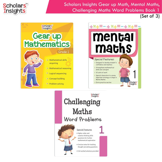 Scholars Insight Combo Set of Mathematics Workbooks For Grade 1| Set of 3| Problem Solving Book for Kids 