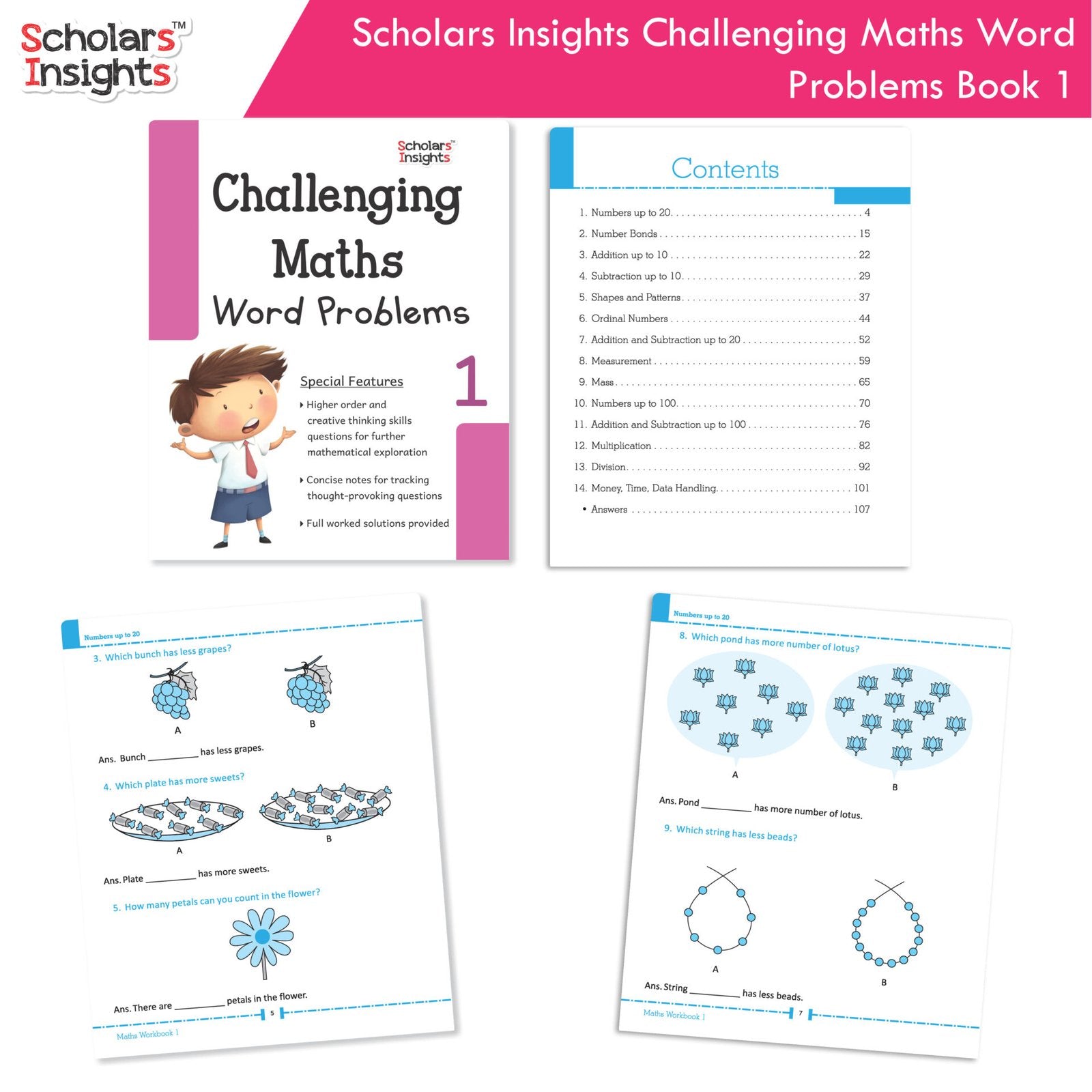 Scholars Insight Combo Set of Mathematics Workbooks For Grade 1| Set of 3| Problem Solving Book for Kids 