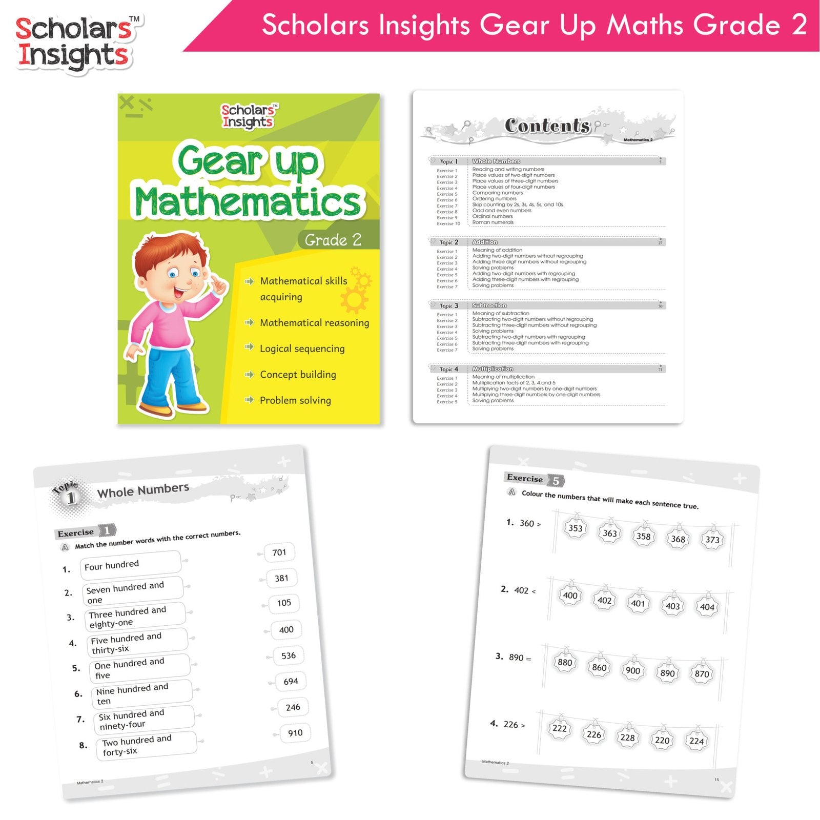 Scholars Insight Combo Set of Mathematics Workbooks For Grade 2| Set of 3| Problem Solving Book for Kids 