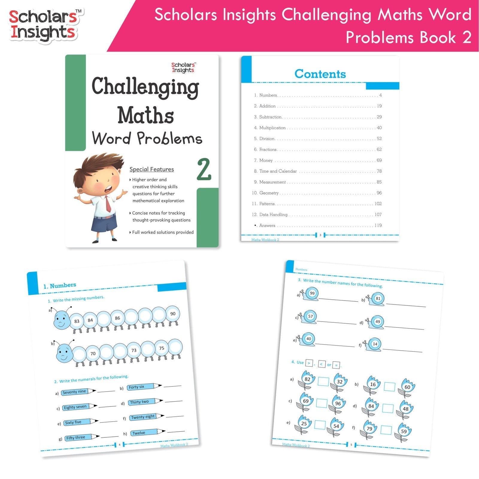 Scholars Insight Combo Set of Mathematics Workbooks For Grade 2| Set of 3| Problem Solving Book for Kids 