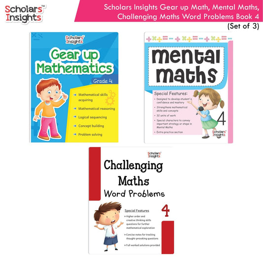 Scholars Insight Combo Set of Mathematics Workbooks For Grade 4| Set of 3| Problem Solving Book for Kids 