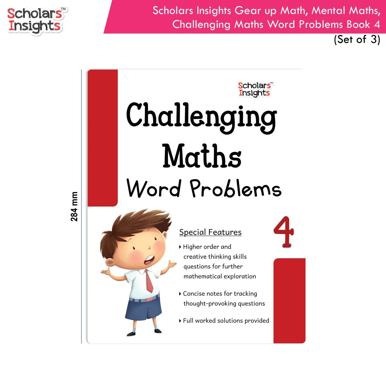 Scholars Insight Combo Set of Mathematics Workbooks For Grade 4| Set of 3| Problem Solving Book for Kids 