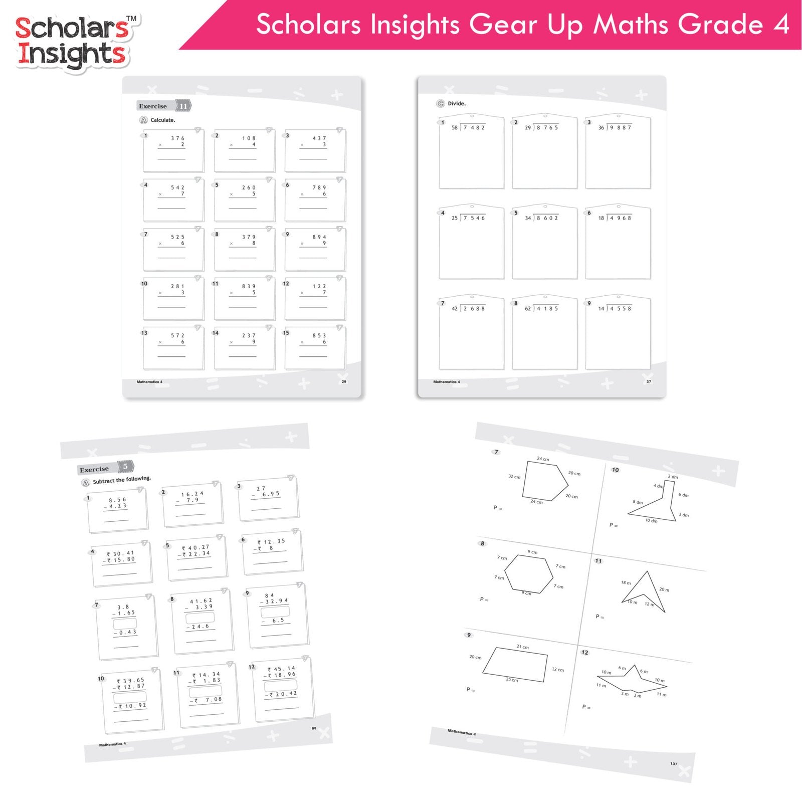 Scholars Insight Combo Set of Mathematics Workbooks For Grade 4| Set of 3| Problem Solving Book for Kids 