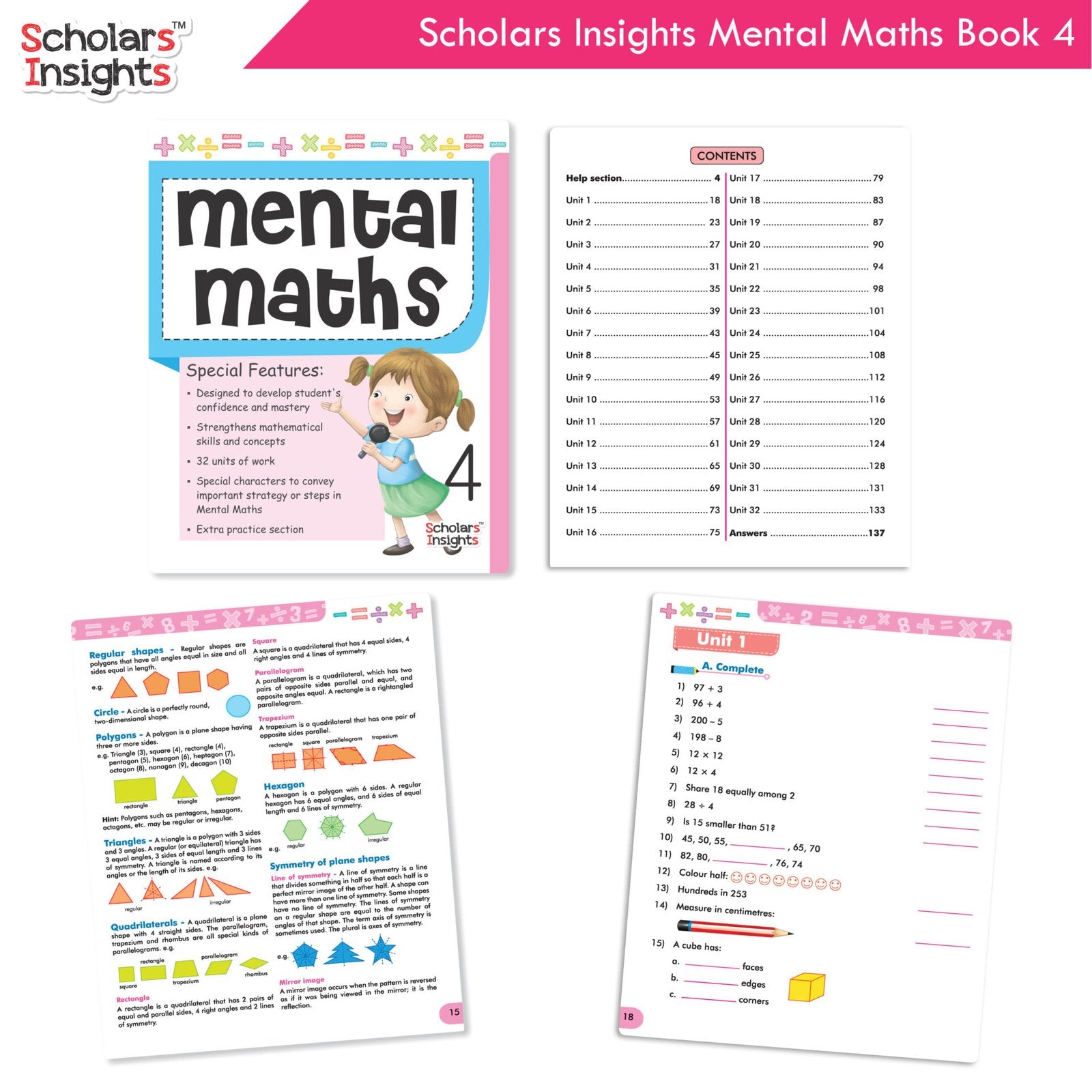Scholars Insight Combo Set of Mathematics Workbooks For Grade 4| Set of 3| Problem Solving Book for Kids 