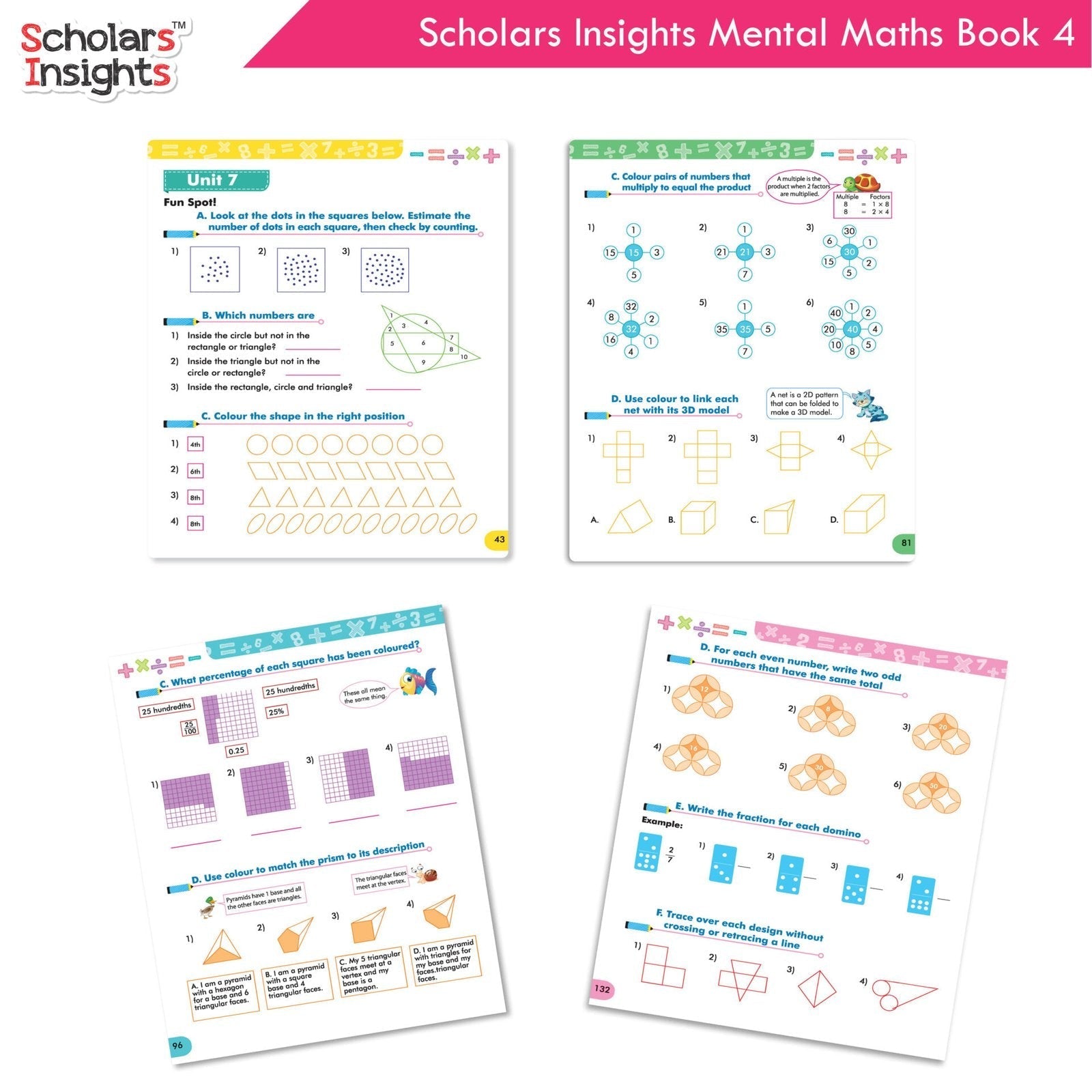 Scholars Insight Combo Set of Mathematics Workbooks For Grade 4| Set of 3| Problem Solving Book for Kids 