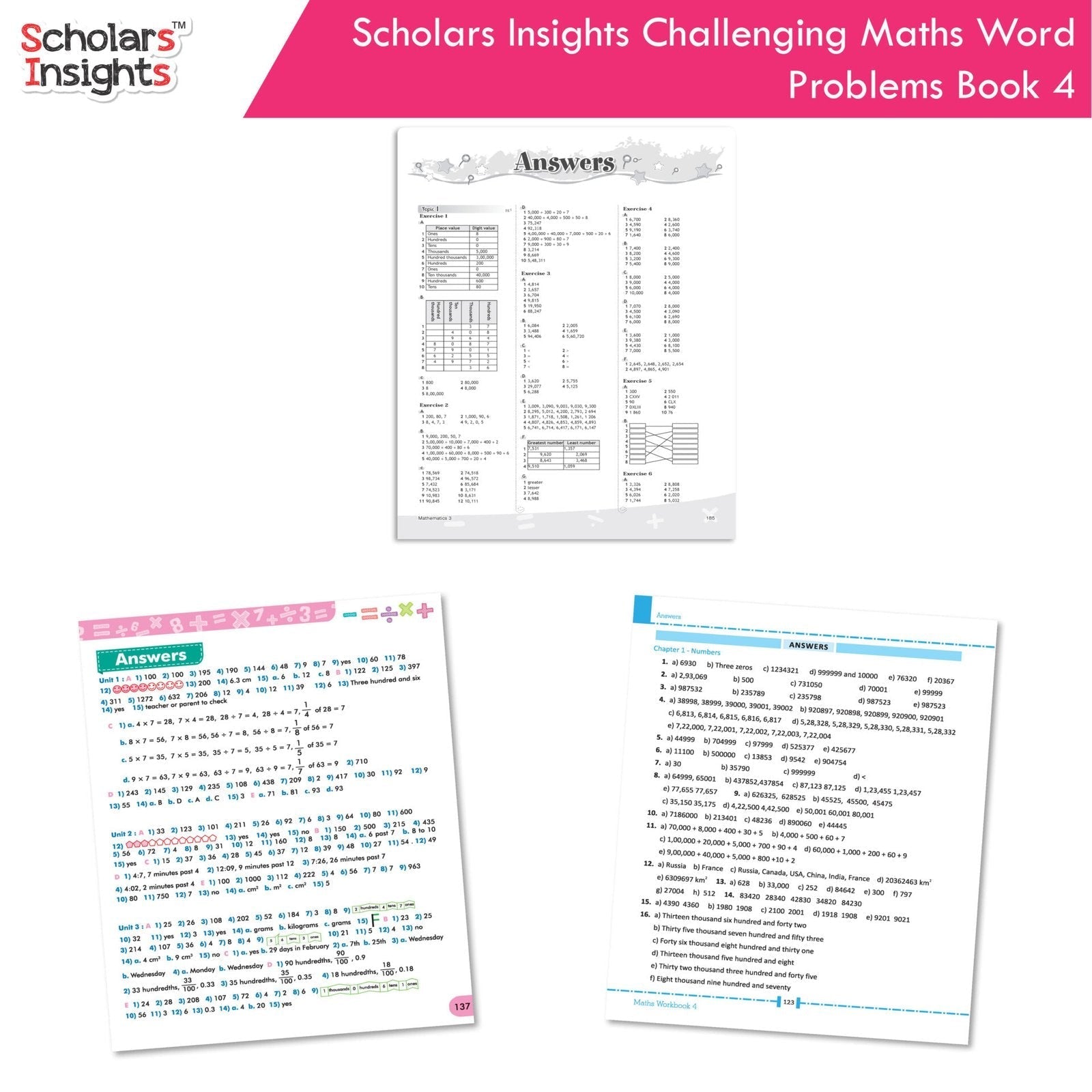 Scholars Insight Combo Set of Mathematics Workbooks For Grade 4| Set of 3| Problem Solving Book for Kids 