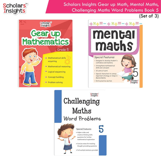 Scholars Insight Combo Set of Mathematics Workbooks For Grade 5| Set of 3| Problem Solving Book for Kids 