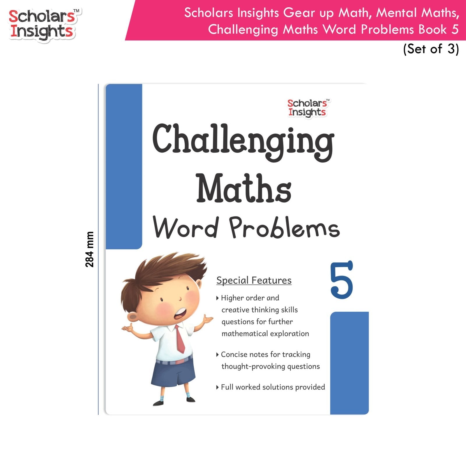 Scholars Insight Combo Set of Mathematics Workbooks For Grade 5| Set of 3| Problem Solving Book for Kids 