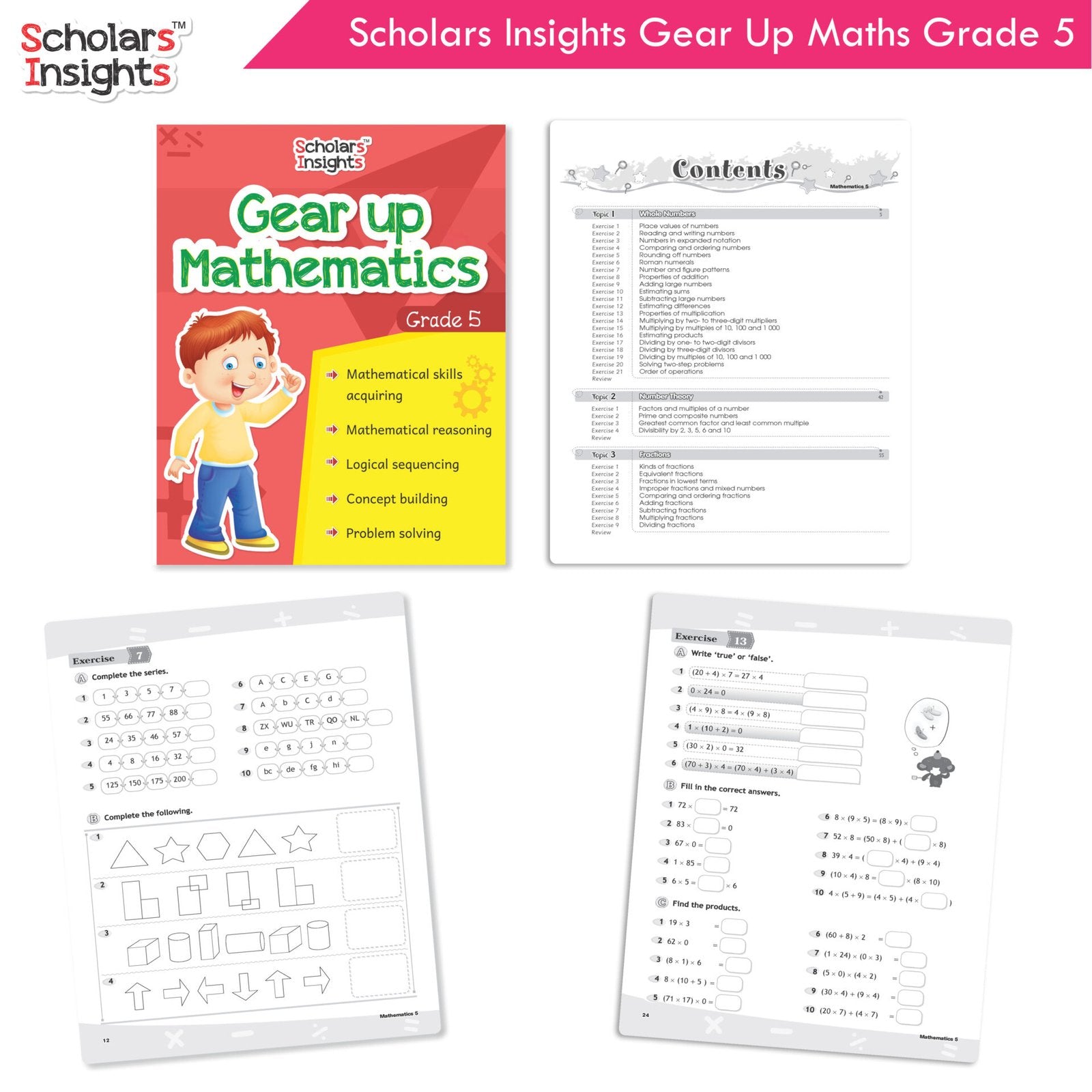 Scholars Insight Combo Set of Mathematics Workbooks For Grade 5| Set of 3| Problem Solving Book for Kids 
