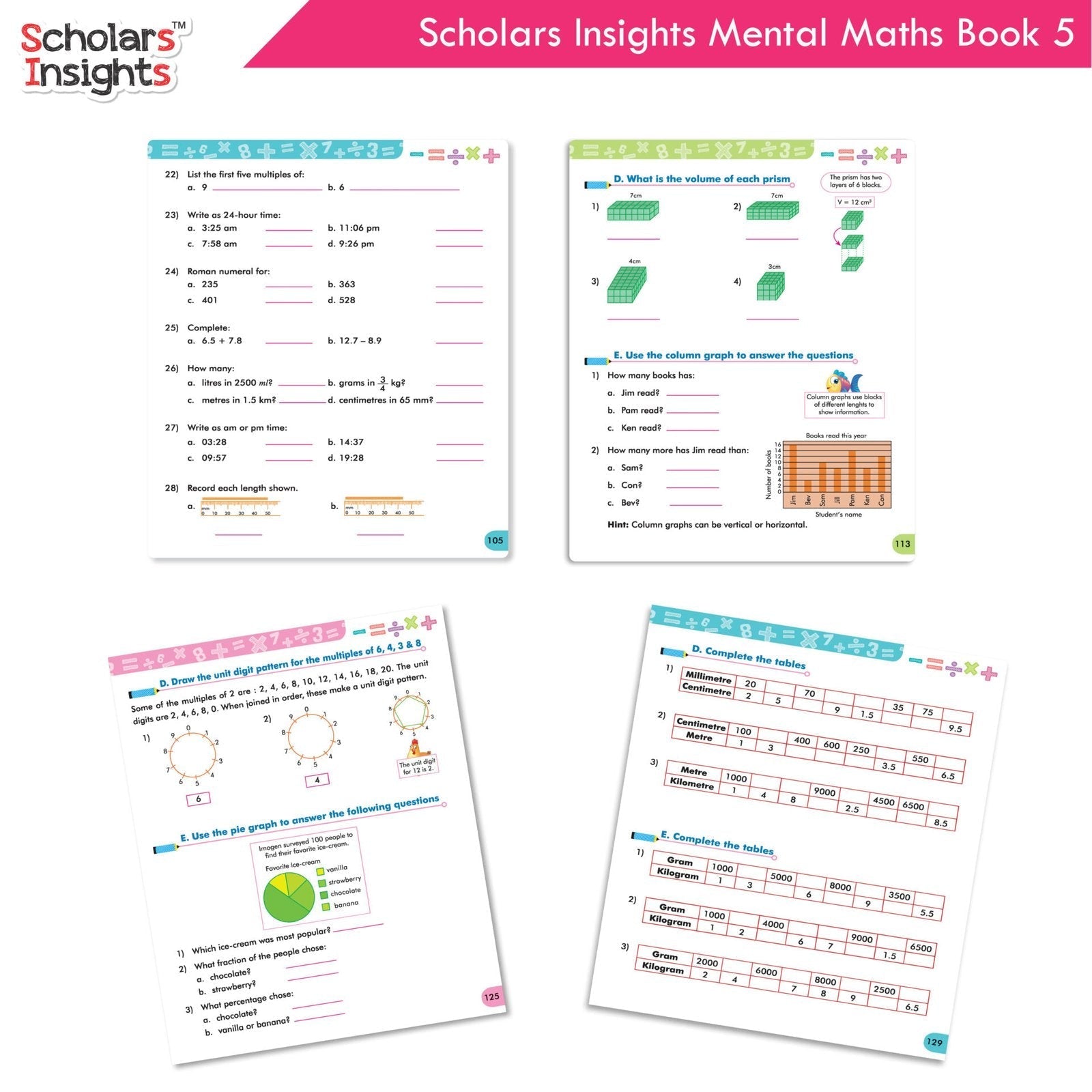 Scholars Insight Combo Set of Mathematics Workbooks For Grade 5| Set of 3| Problem Solving Book for Kids 