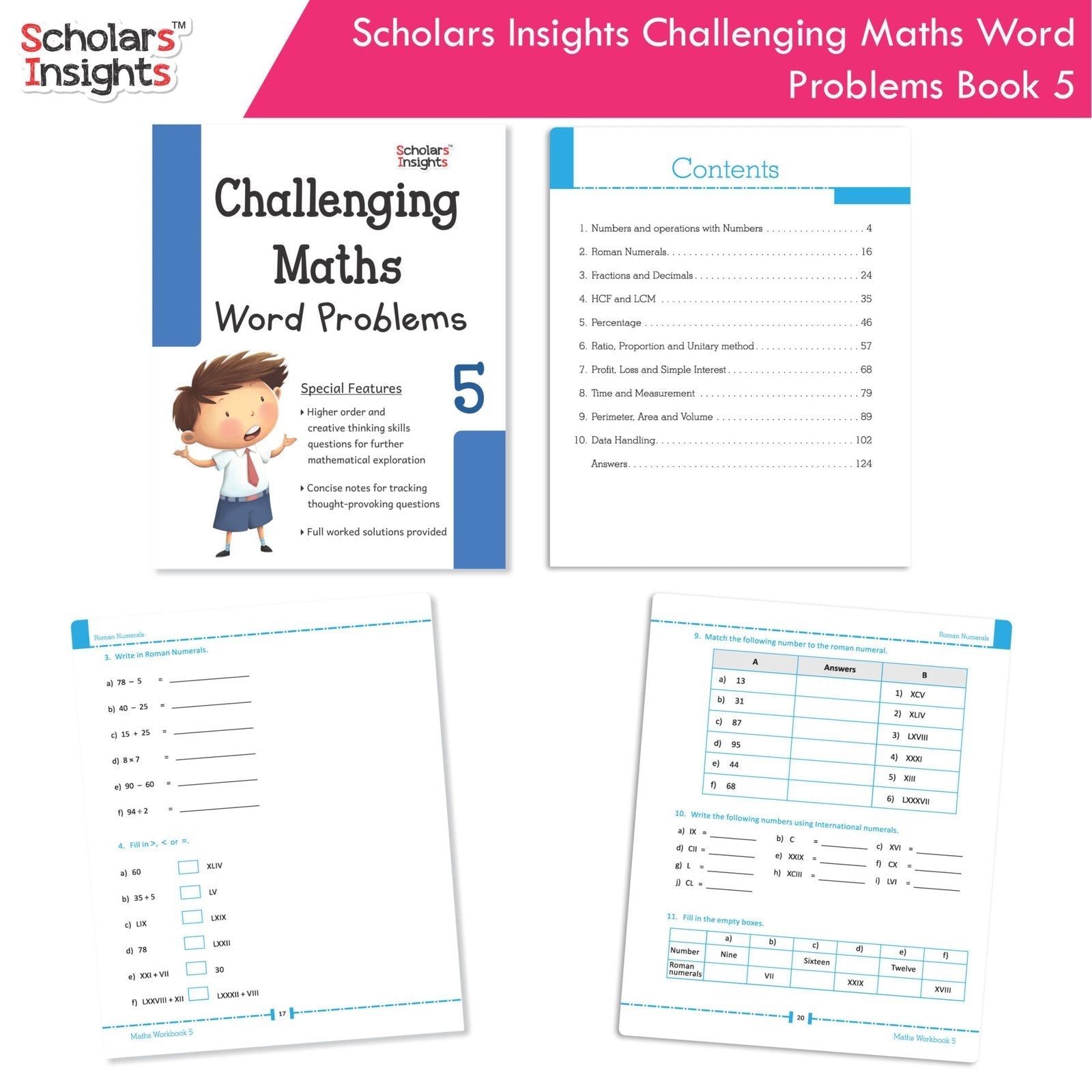 Scholars Insight Combo Set of Mathematics Workbooks For Grade 5| Set of 3| Problem Solving Book for Kids 
