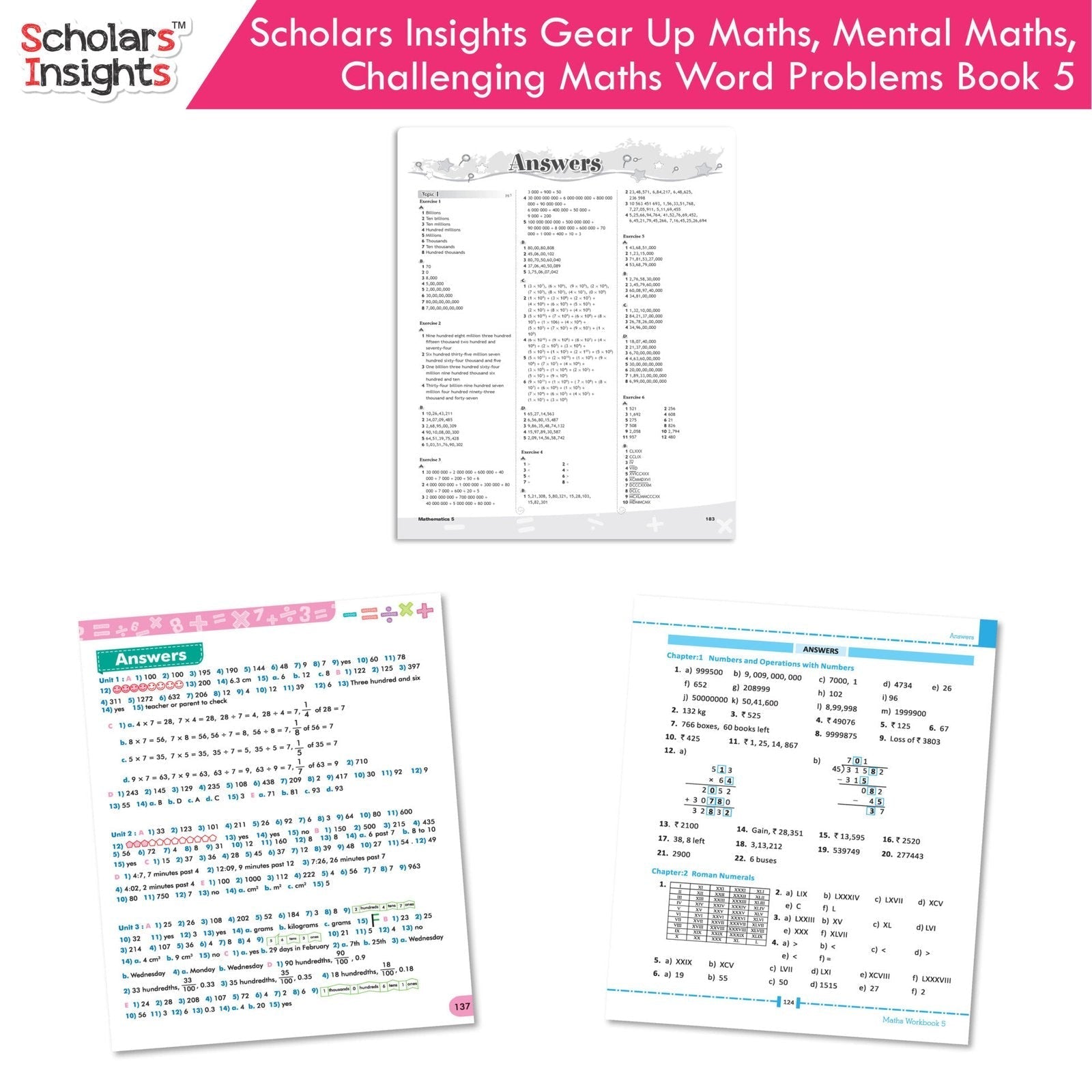 Scholars Insight Combo Set of Mathematics Workbooks For Grade 5| Set of 3| Problem Solving Book for Kids 