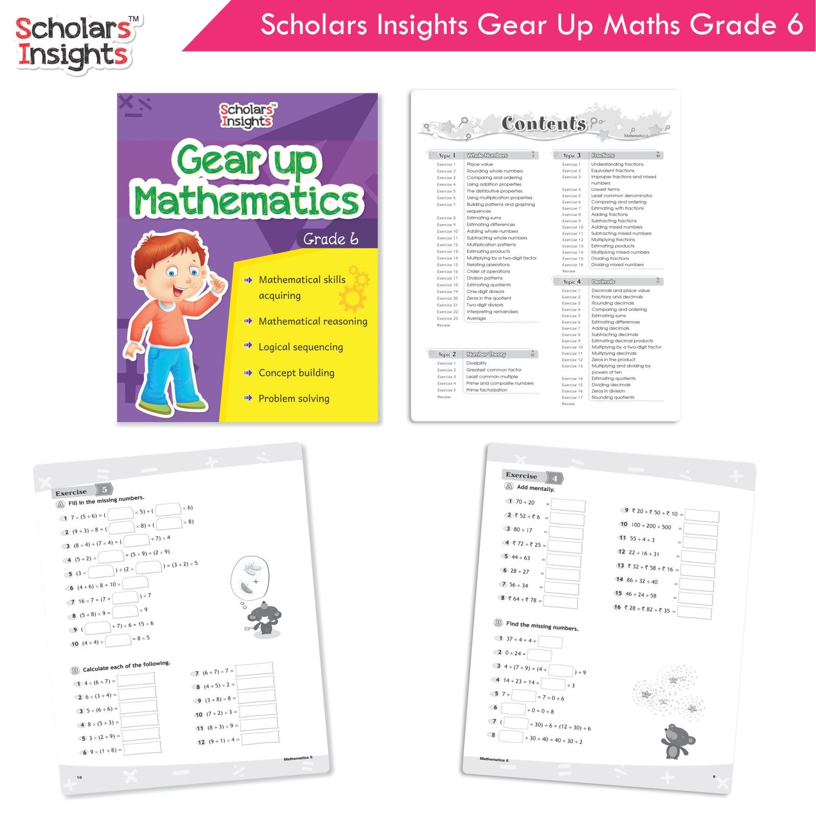 Scholars Insight Combo Set of Mathematics Workbooks For Grade 6| Set of 3| Problem Solving Book for Kids 