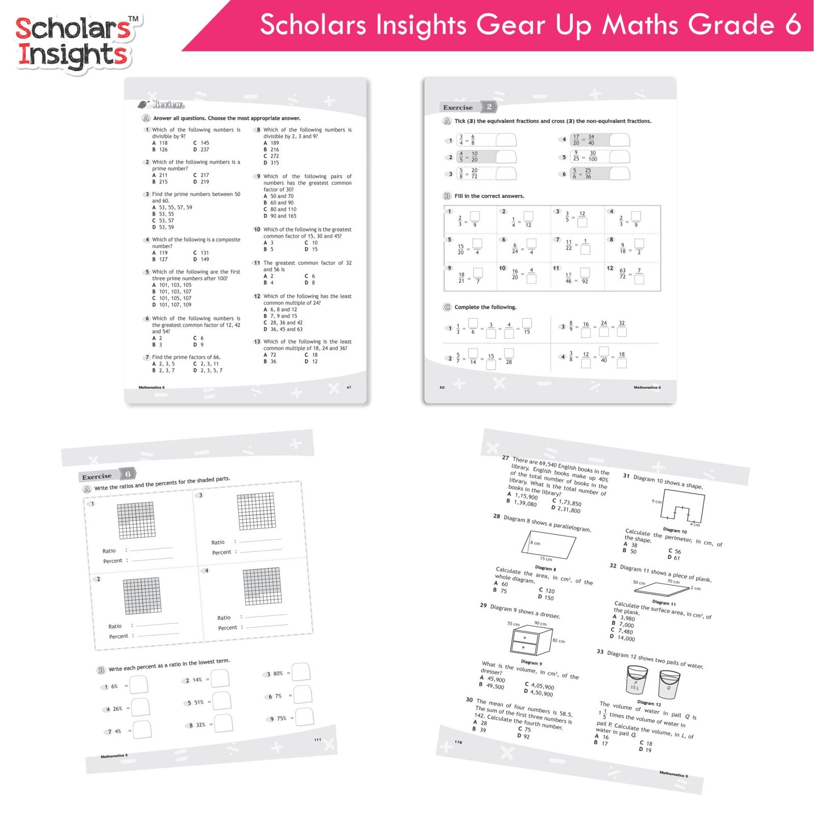 Scholars Insight Combo Set of Mathematics Workbooks For Grade 6| Set of 3| Problem Solving Book for Kids 