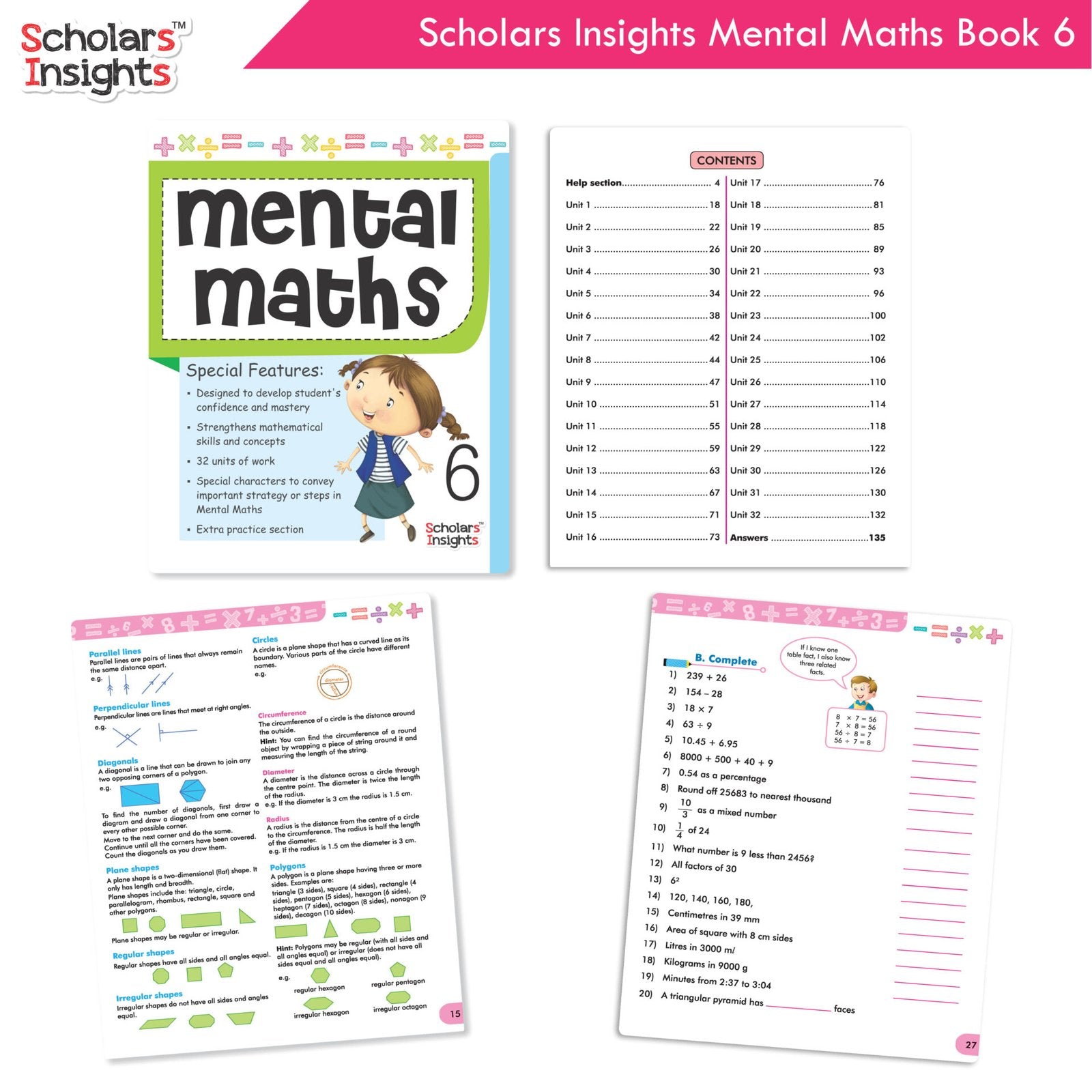 Scholars Insight Combo Set of Mathematics Workbooks For Grade 6| Set of 3| Problem Solving Book for Kids 