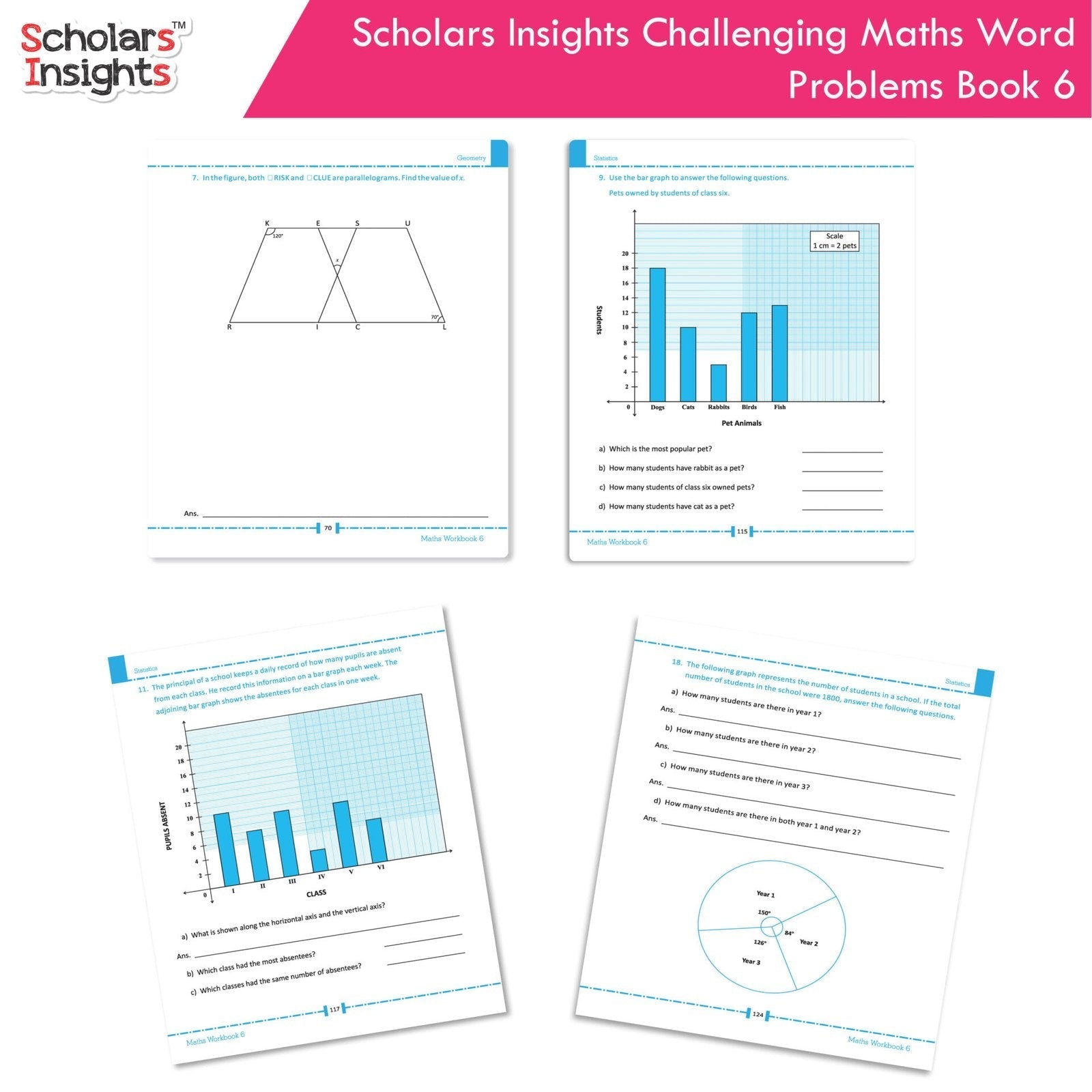 Scholars Insight Combo Set of Mathematics Workbooks For Grade 6| Set of 3| Problem Solving Book for Kids 
