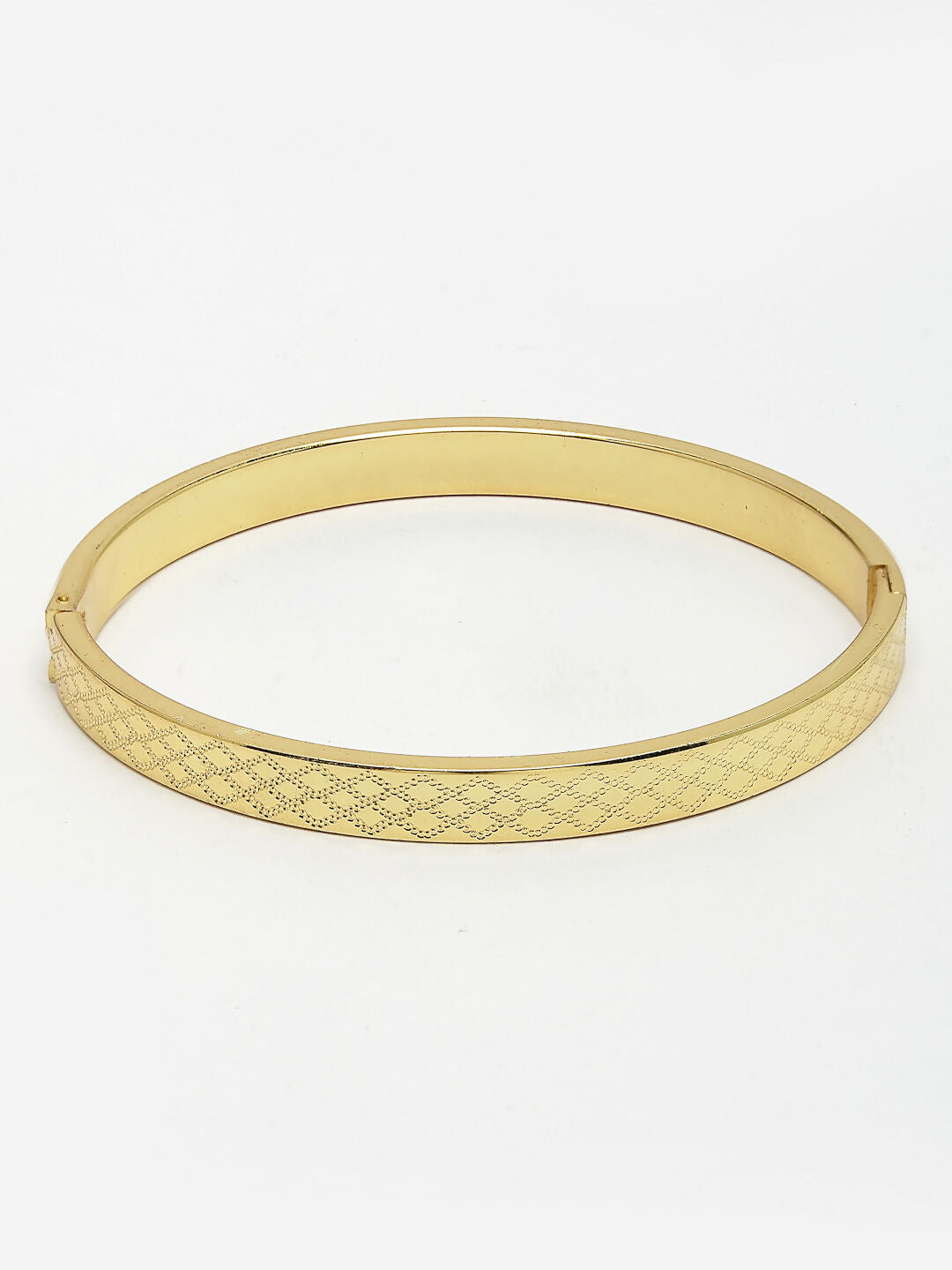NVR Men's Gold-Polished Stainless Steel Kada Bracelet