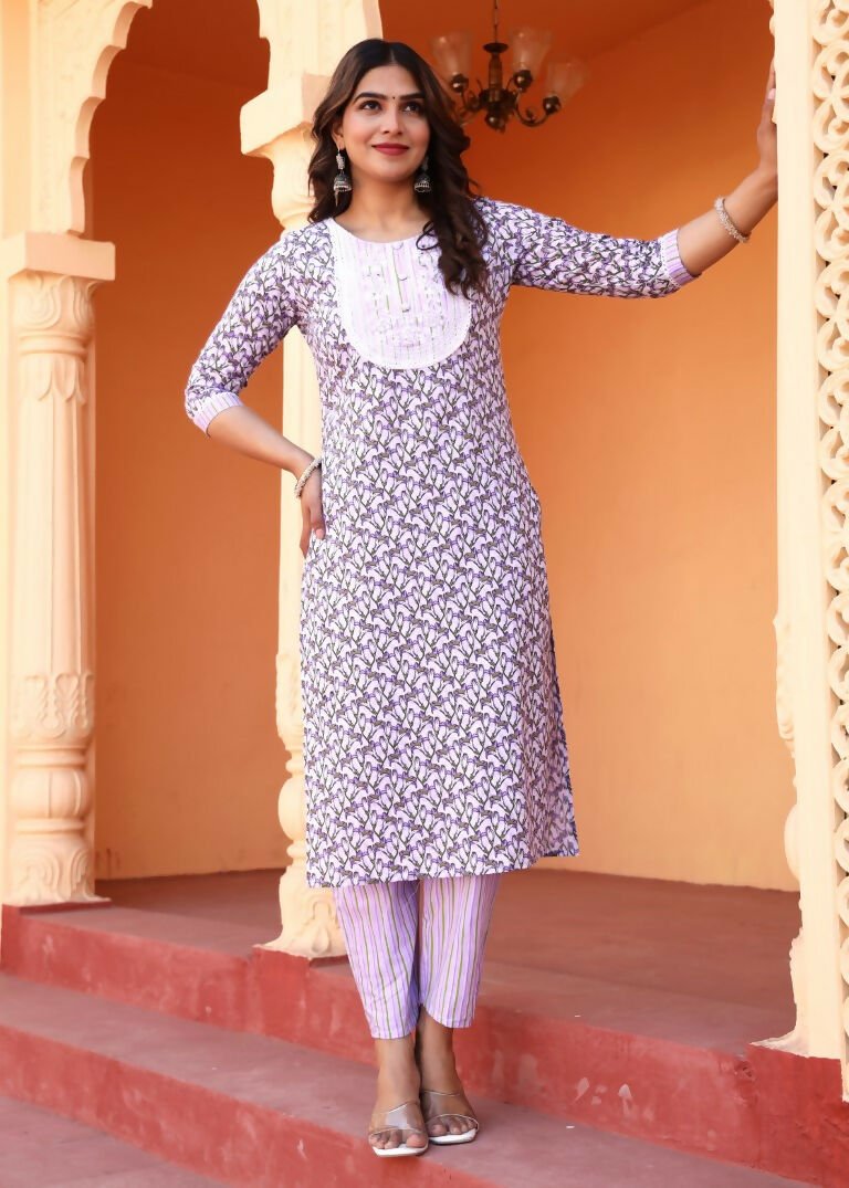 Alvano Printed Straight Kurti with Pant and Dupatta Set for Womens's and Girls Rayon