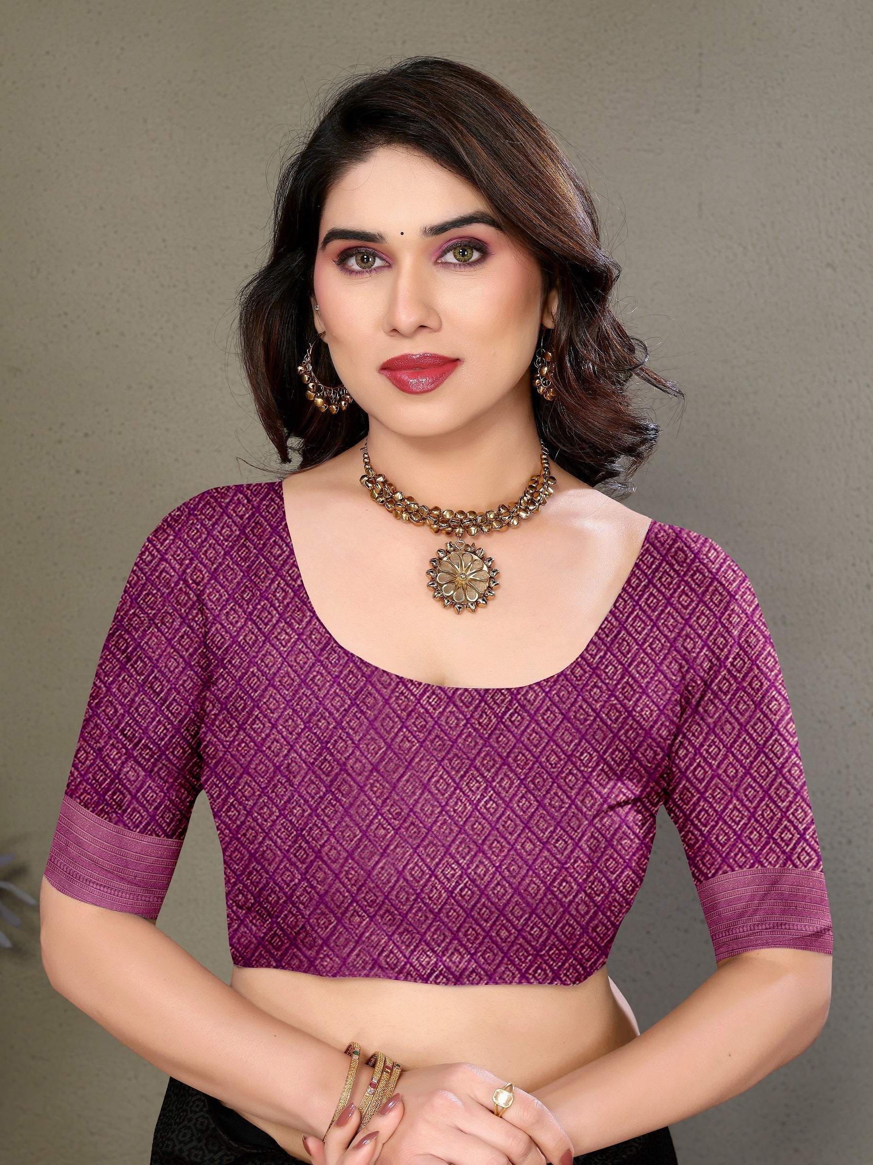 Vedant Vastram Litchi Silk Banarasi Silk Saree - Purple | Swadesiicart