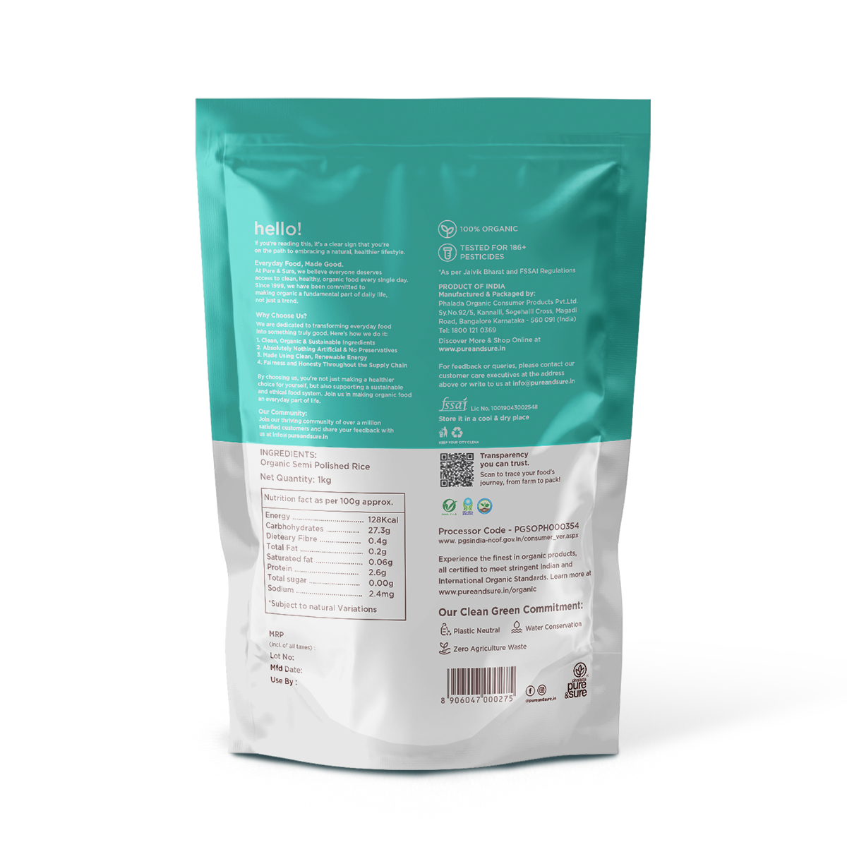 Pure & Sure Organic Semi Polished Rice(Rajmudi Rice)