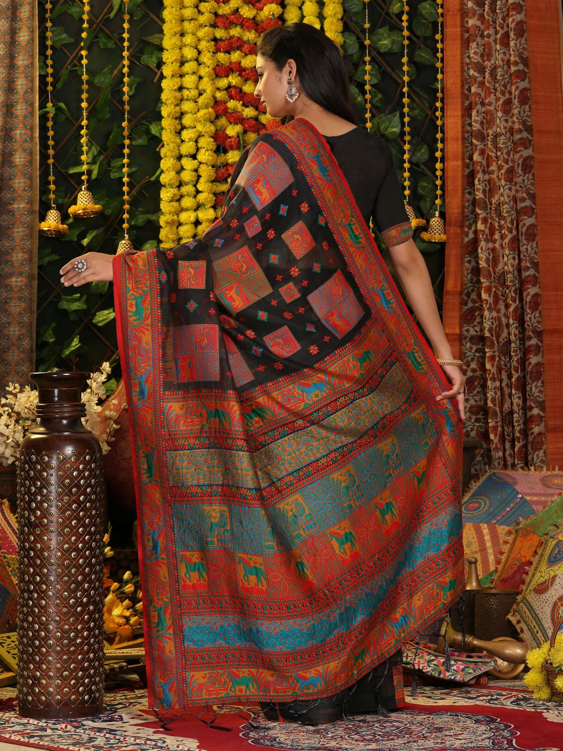 Shree Shyam Fashion Linen Cotton Black Saree
